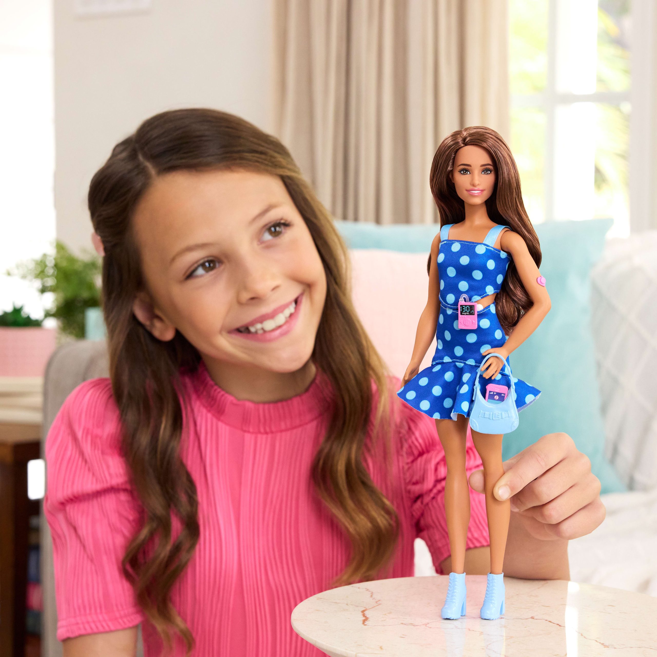 Barbie Fashionistas Doll #242 Barbie Doll With Type 1 Diabetes in Polka Dot Outfit With Accessories - Image 2