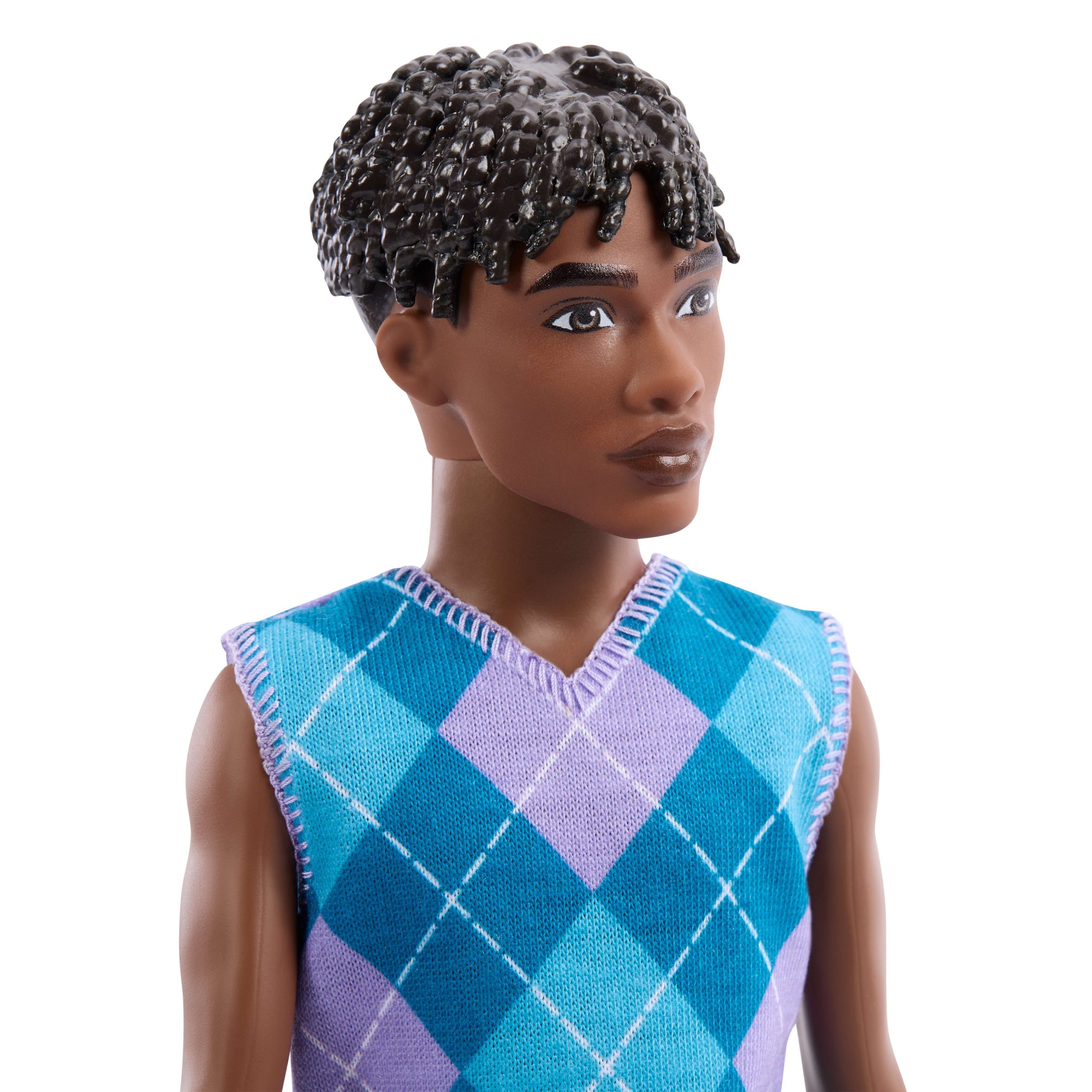 Barbie Fashionistas Style Ken Doll #253 in Lavender Shorts. Turquoise And Lavender Top. Brown Hair - Image 3