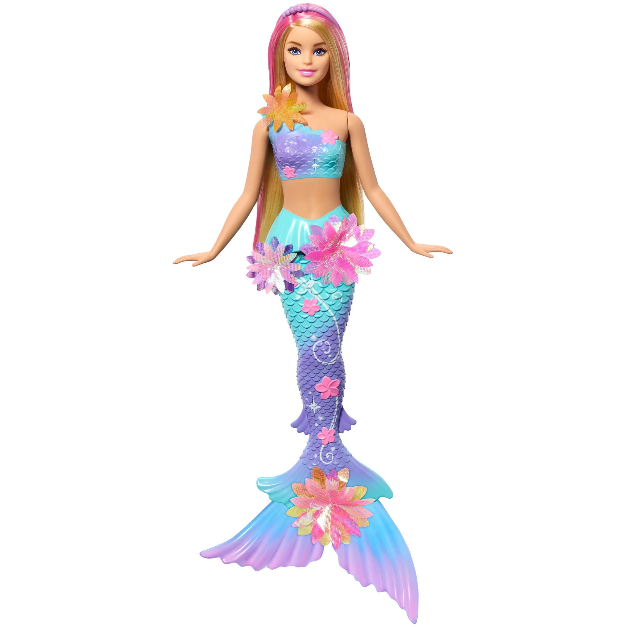 Barbie Flower Magic Mermaid Toy Doll With Surprise Blooming Flowers Feature & Pearl Headband Accessory