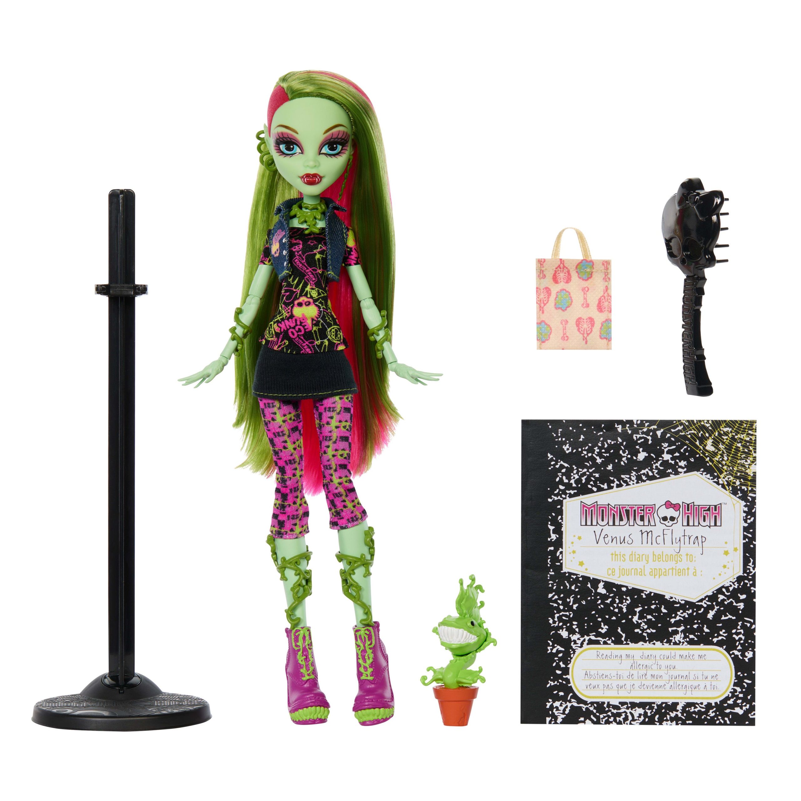 Monster High Boo-Riginal Creeproduction Venus Mcflytrap Doll With Diary. Doll Stand And Pet - Image 5