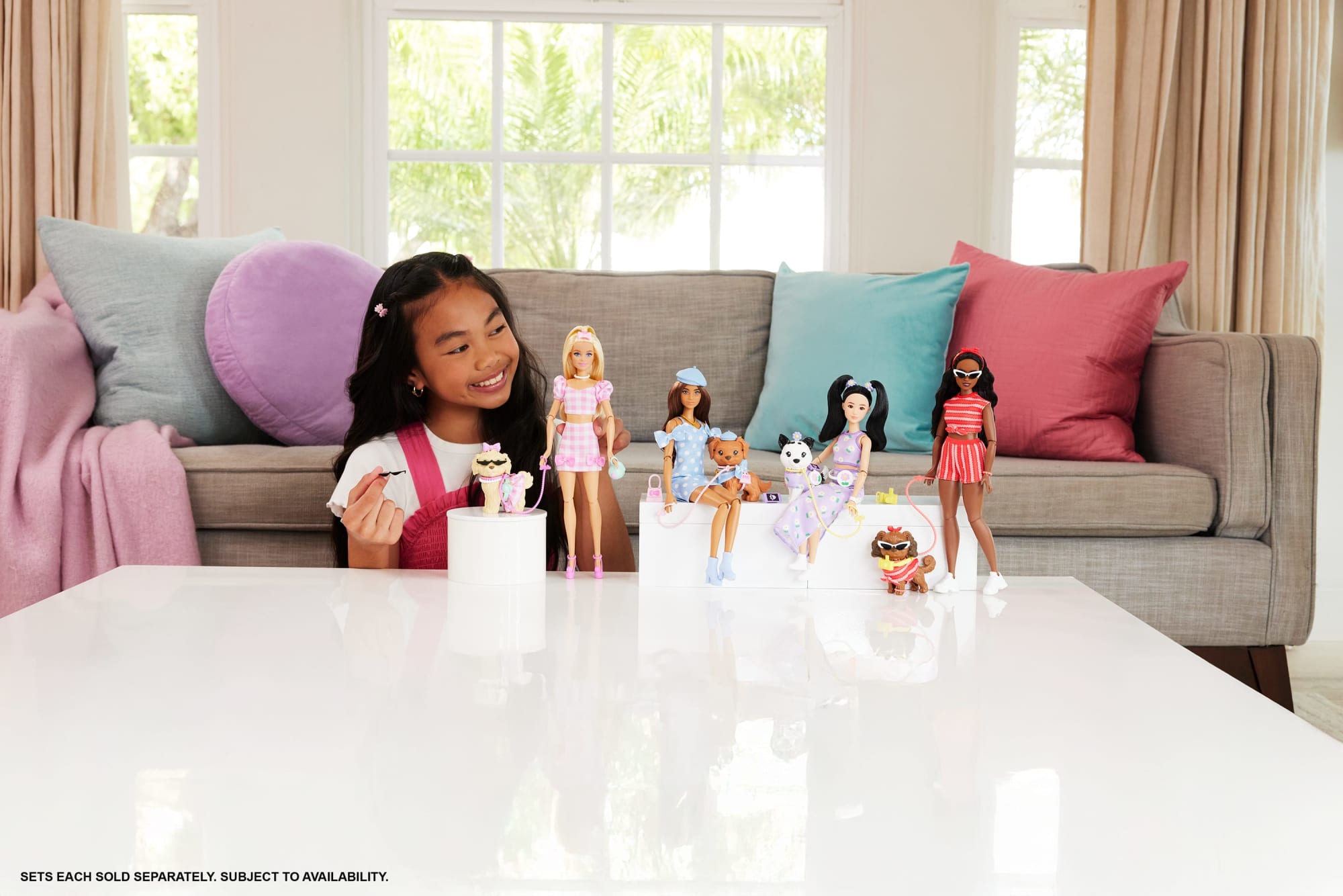 Barbie Twinning Looks Fashion Doll With Pet Dog. Matching Red Clothes & Accessories. Black Hair - Image 2