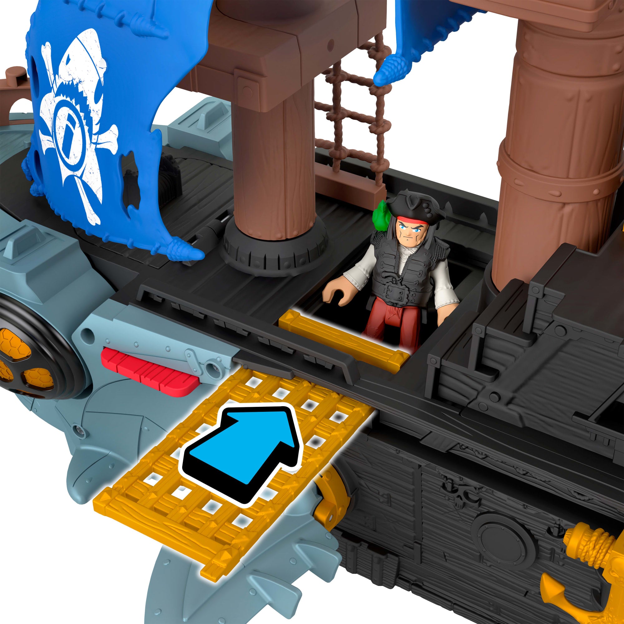 Coffret de Jeu Bateau-Pirate Requin Imaginext Avec 2 Figurines Articulées. Bateau Jouet et Accessoires - Image 5