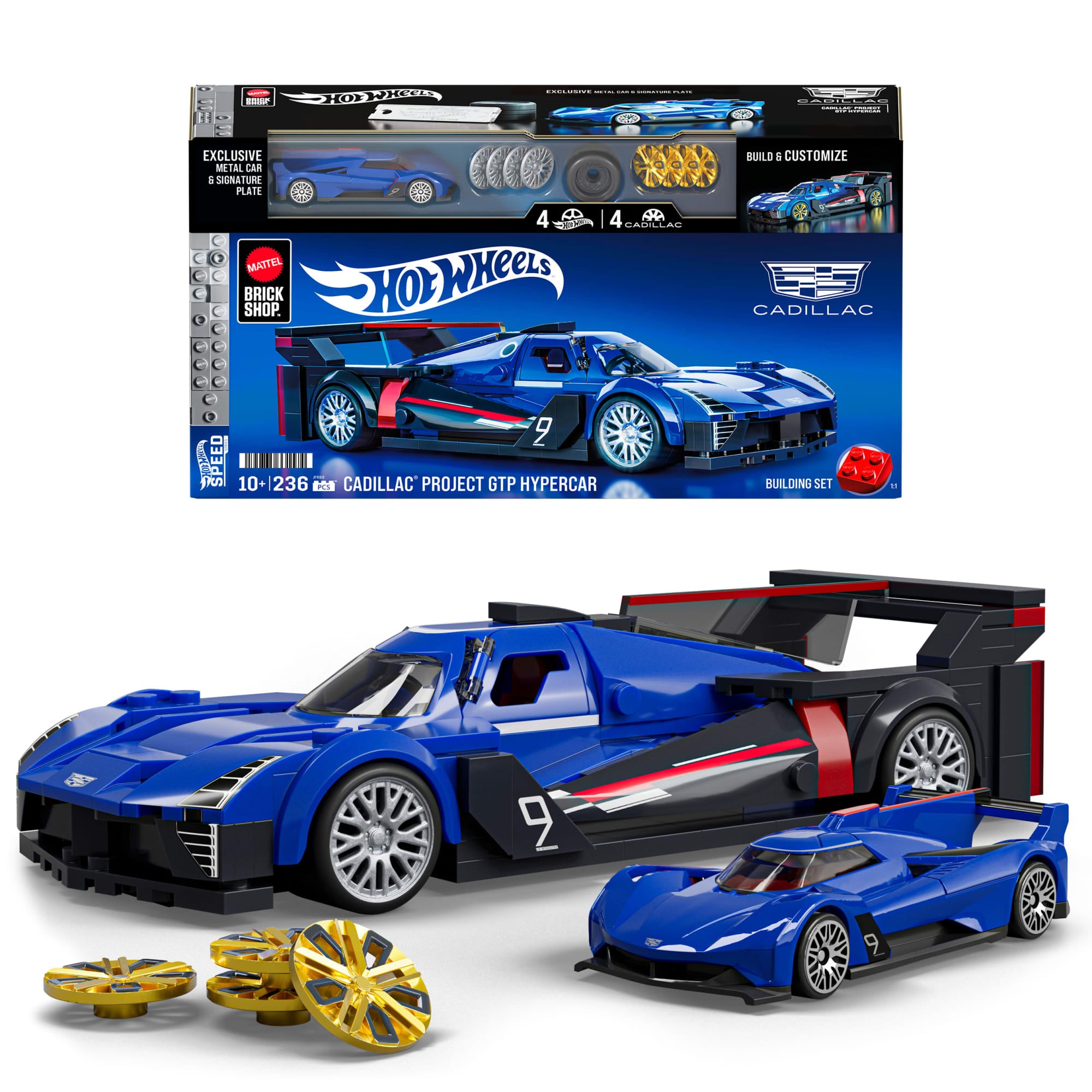 Mattel Brick Shop Hot Wheels Jogo de Construção Speed Cadillac Project GTP Hypercar