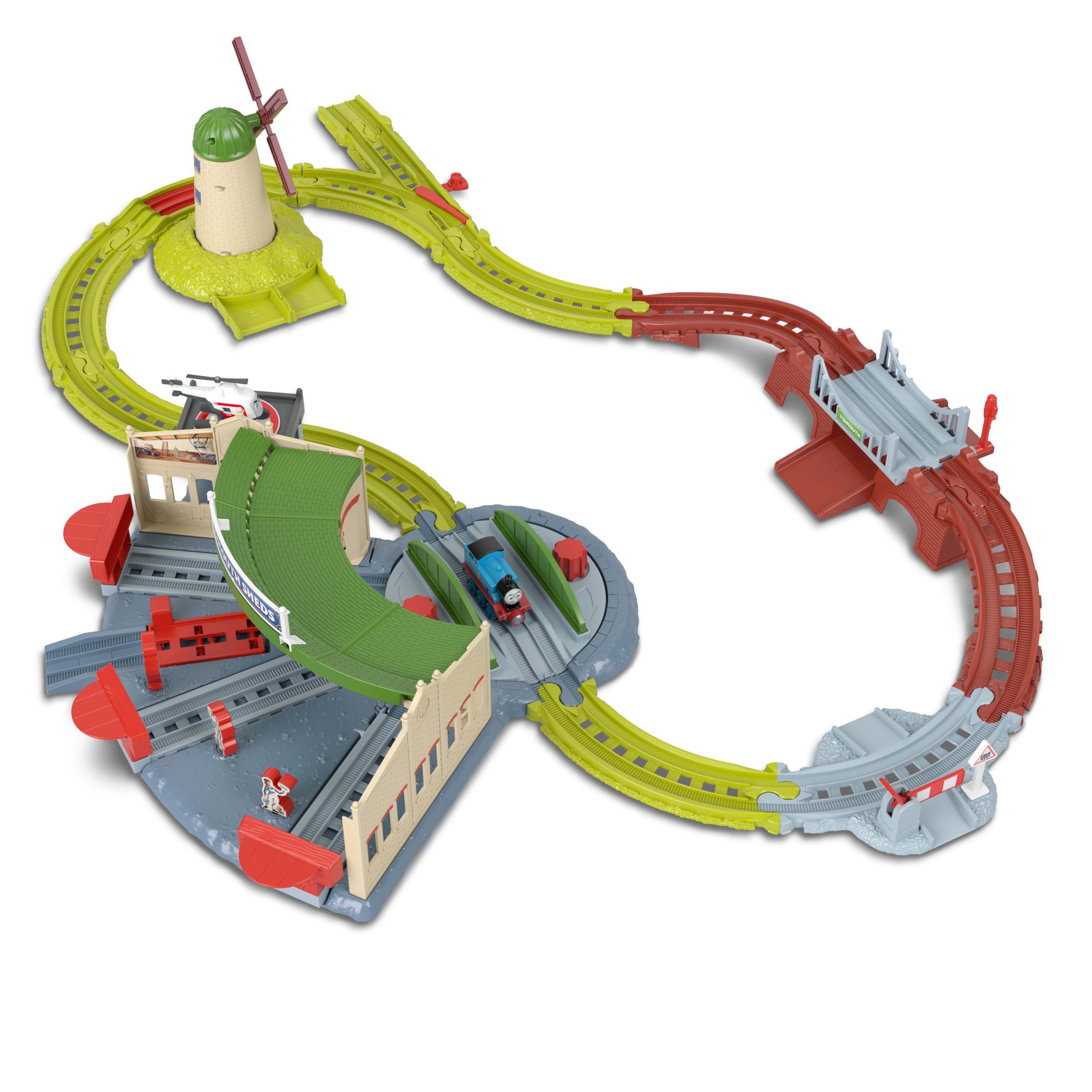 Thomas & Friends Exploring Tidmouth Sheds Train Set By Fisher-Price. With Engine & Helicopter