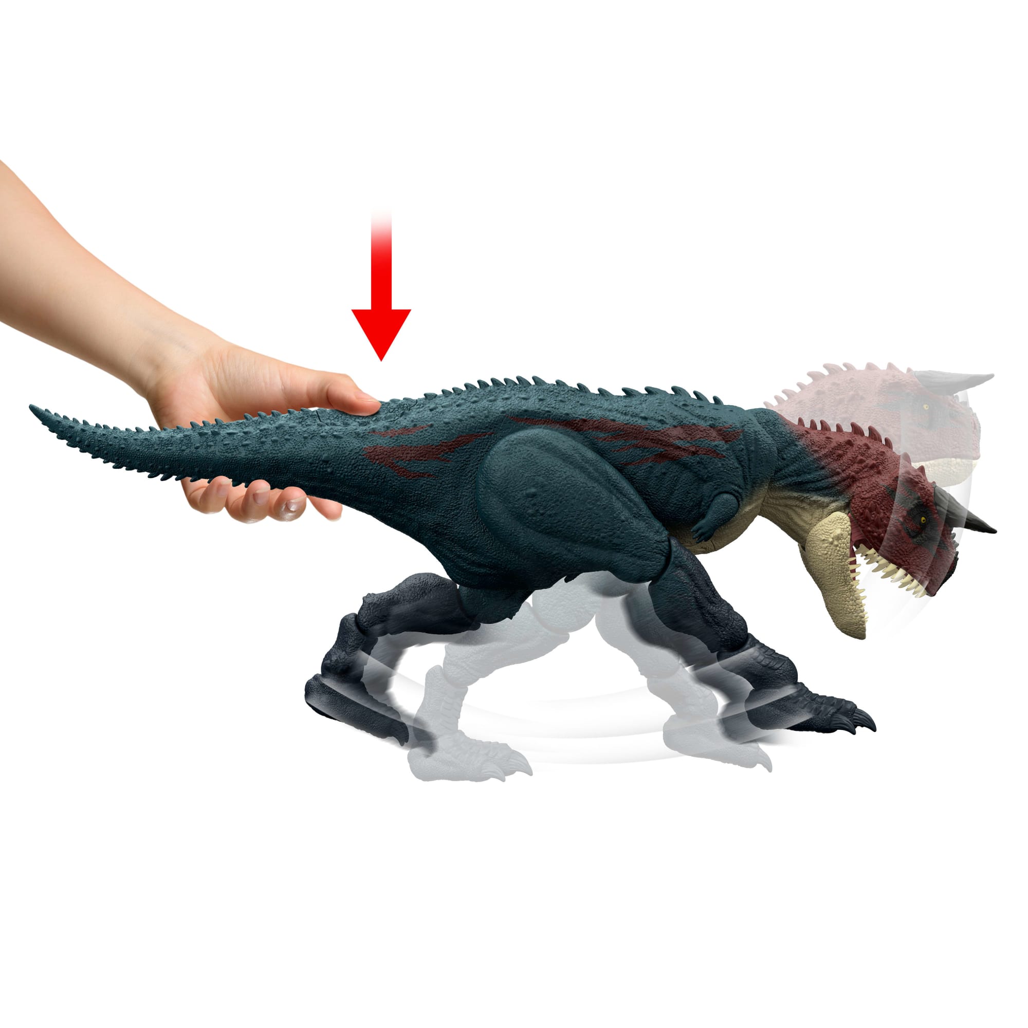 Jurassic World Charge N Chomp Carnotaurus Running Roaring Dinosaur Action Figure. Digital Play - Image 6