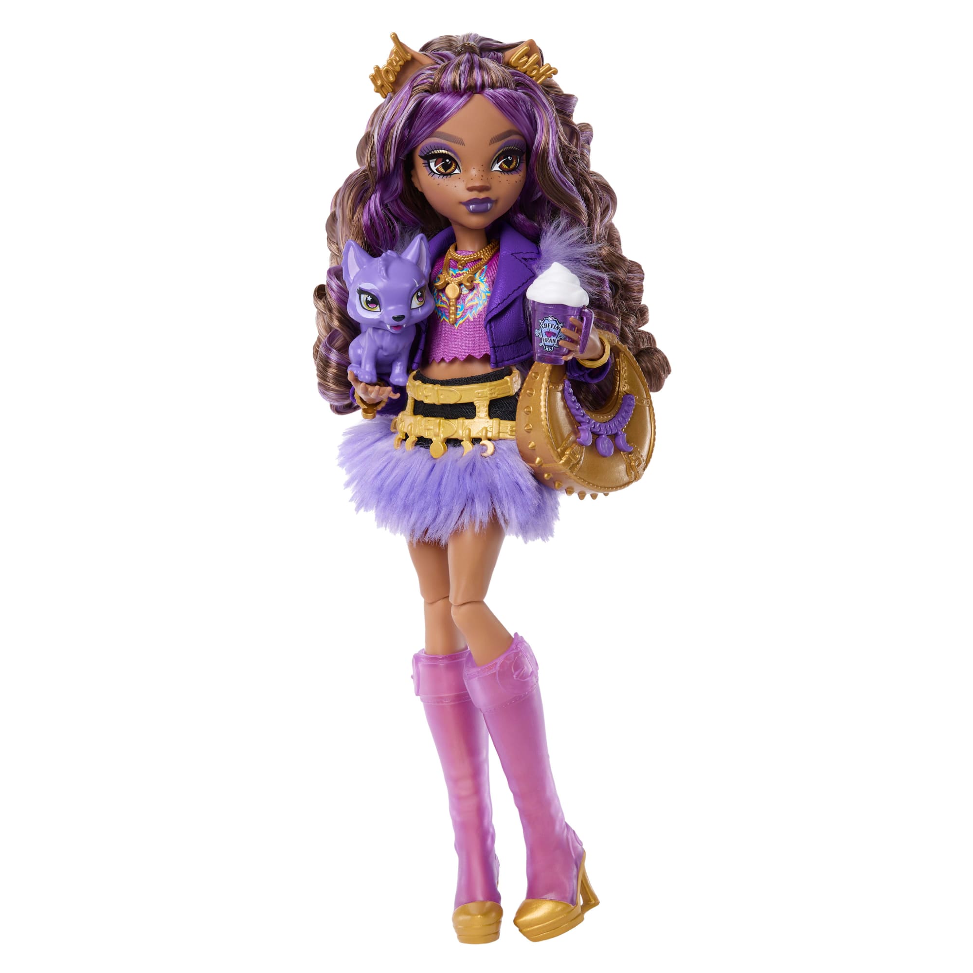 Monster High Clawdeen Wolf Fashion Doll in Furry Skirt With Pet Crescent And 7 Accessories - Image 4