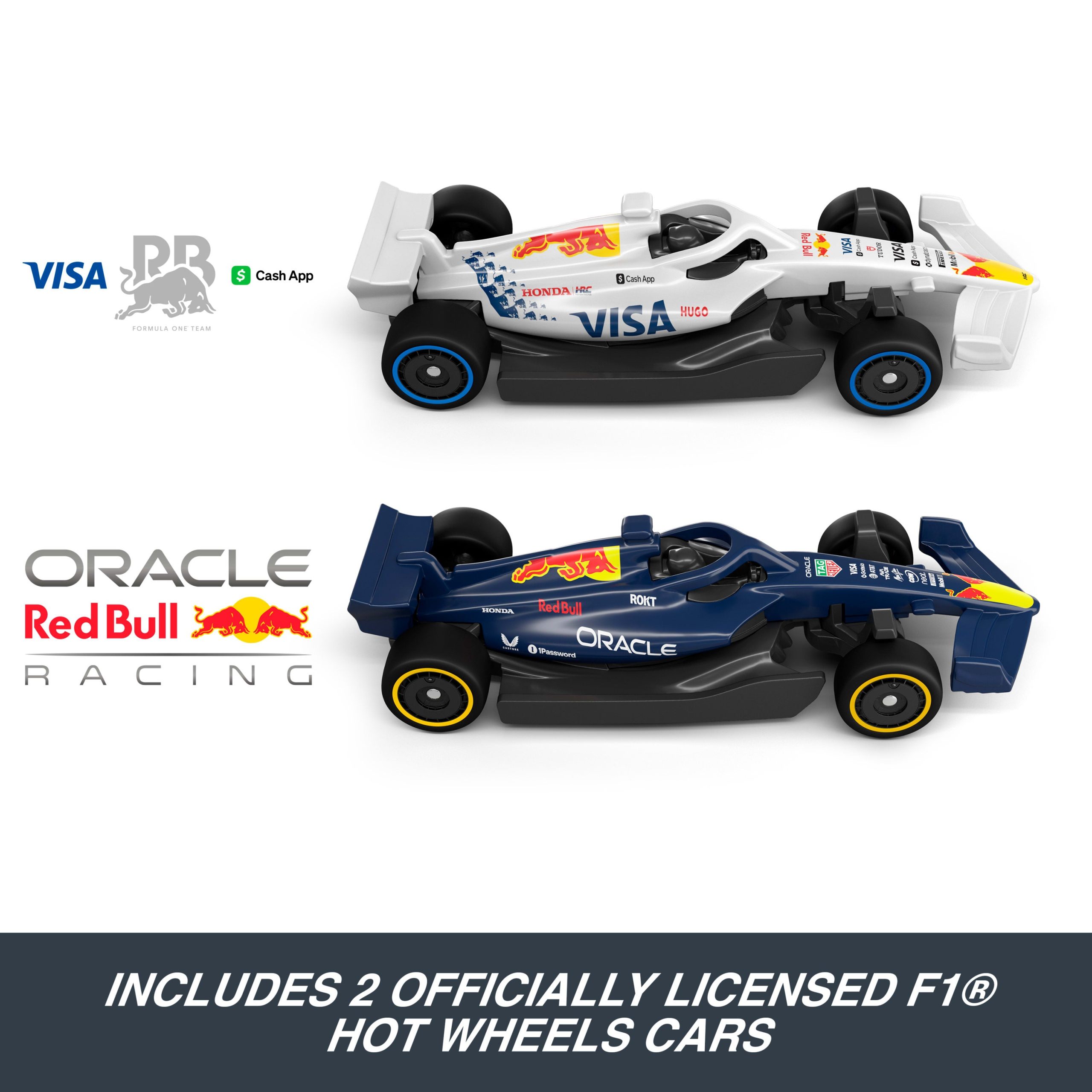 Hot Wheels Racing Formula 1 Grid Start Track Set & 2 Die-Cast F1 Cars in 1:64 Scale - Image 2