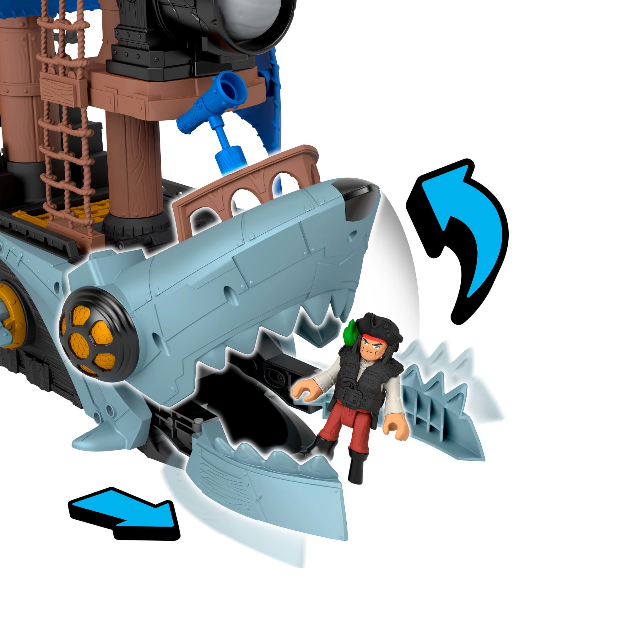 Imaginext Shark Bite Pirate Ship Playset With 2 Action Figures & Toy Ship And Accessories - Image 6