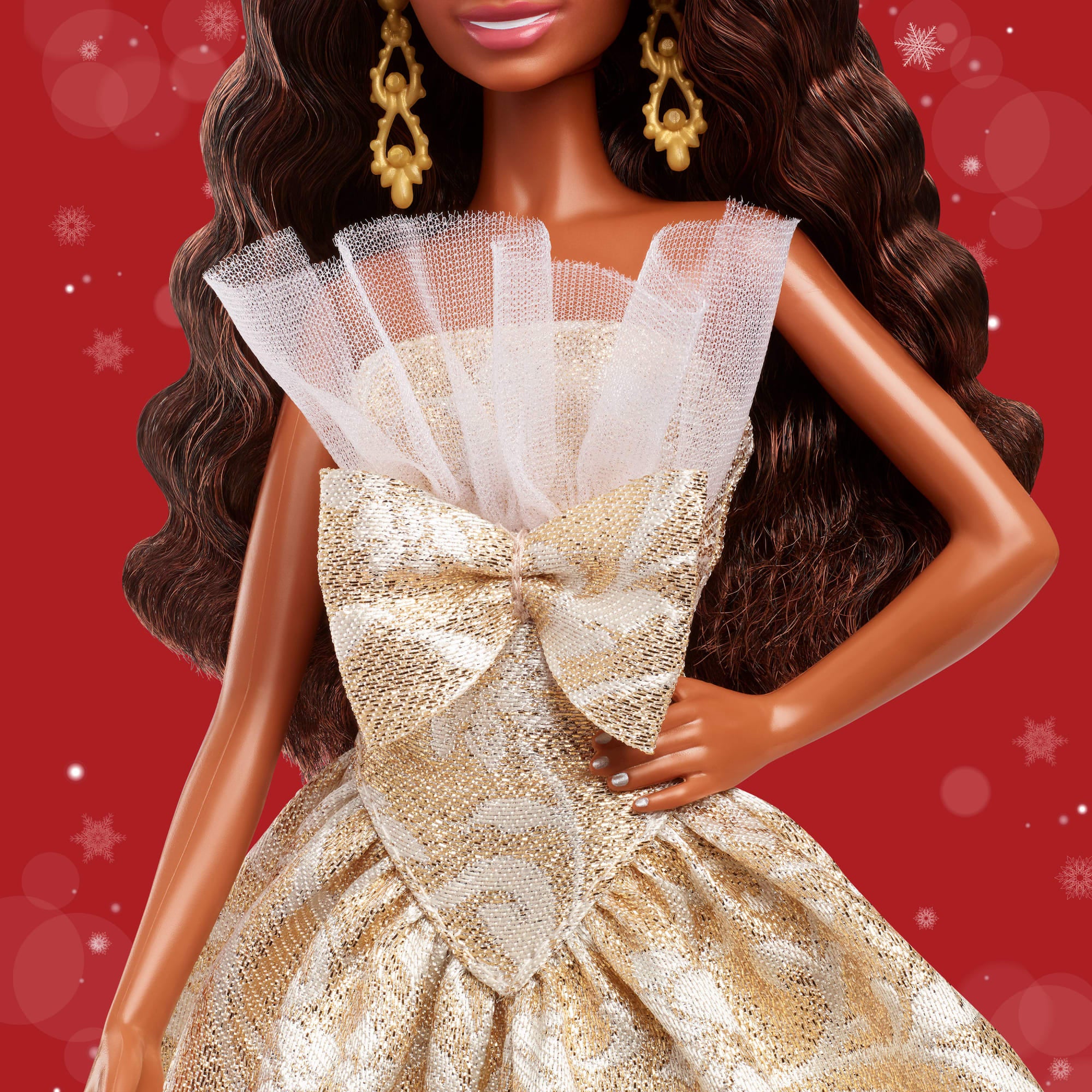 Barbie Signature 2025 Holiday Barbie Fashion Doll. Seasonal Collector. Black Hair With Silver & Gold Gown - Image 3