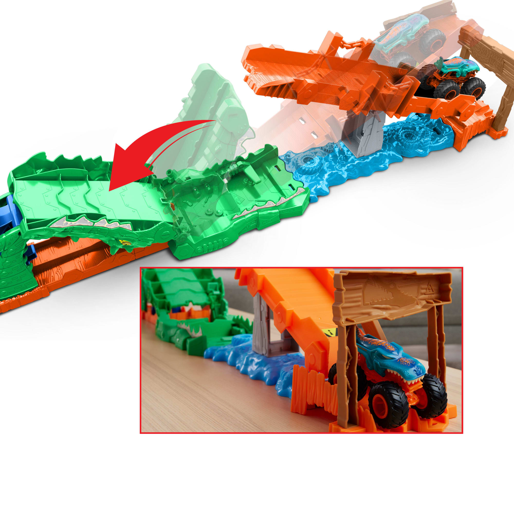 Coffret de Jeu Défi Attaque du Crocodile Monster Trucks Hot Wheels et Véhicule Mega-Wrex à L'Échelle 1:64 - Image 4