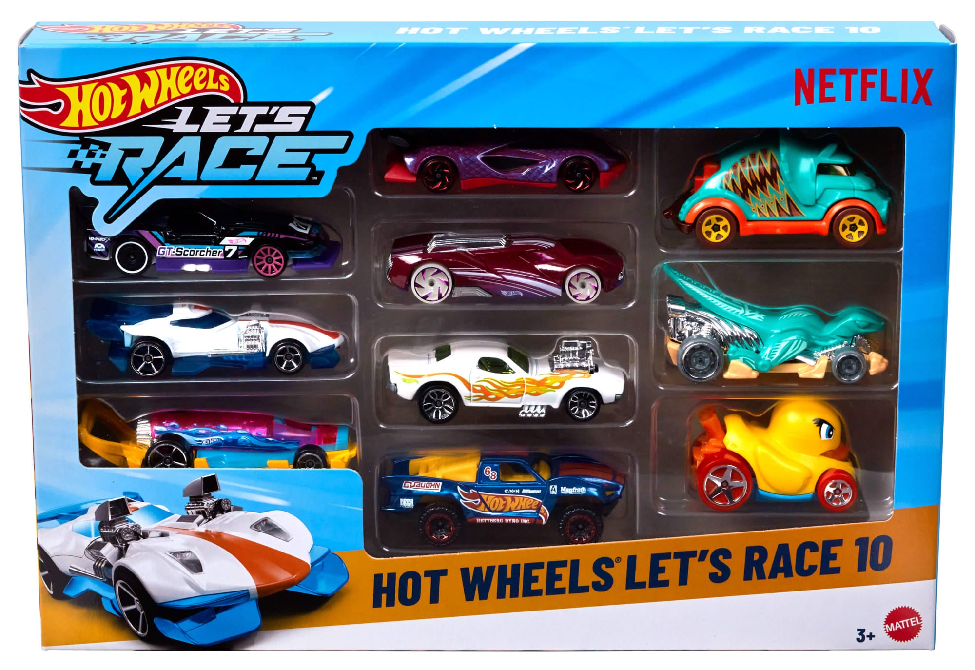 Hot Wheels Let's Race 10-Pack Of 1:64 Scale Toy Cars & Trucks From Netflix Show