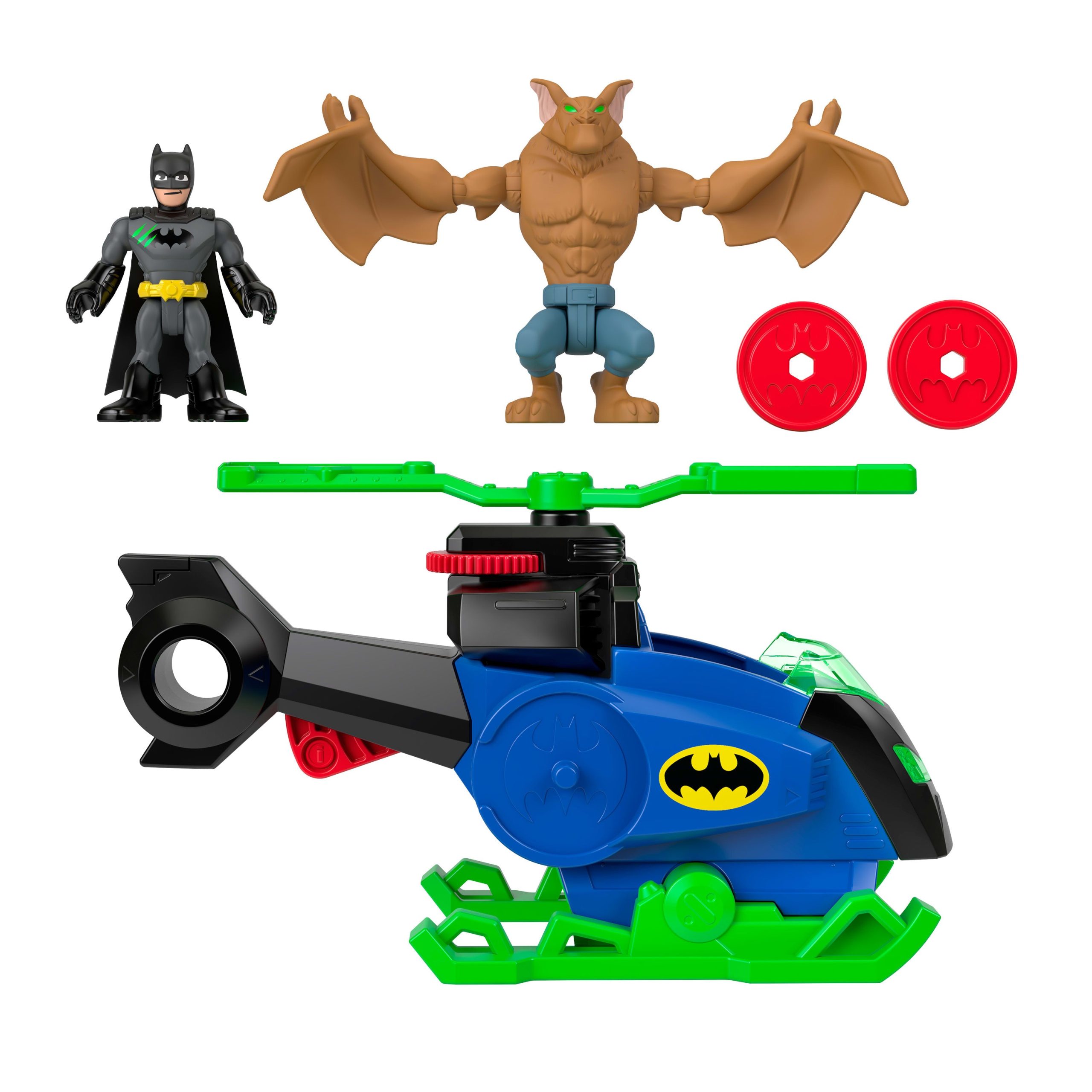 Imaginext DC Super Friends Batcopter vs Man-Bat Set With Batman. Man-Bat. Launching Disc - Image 5