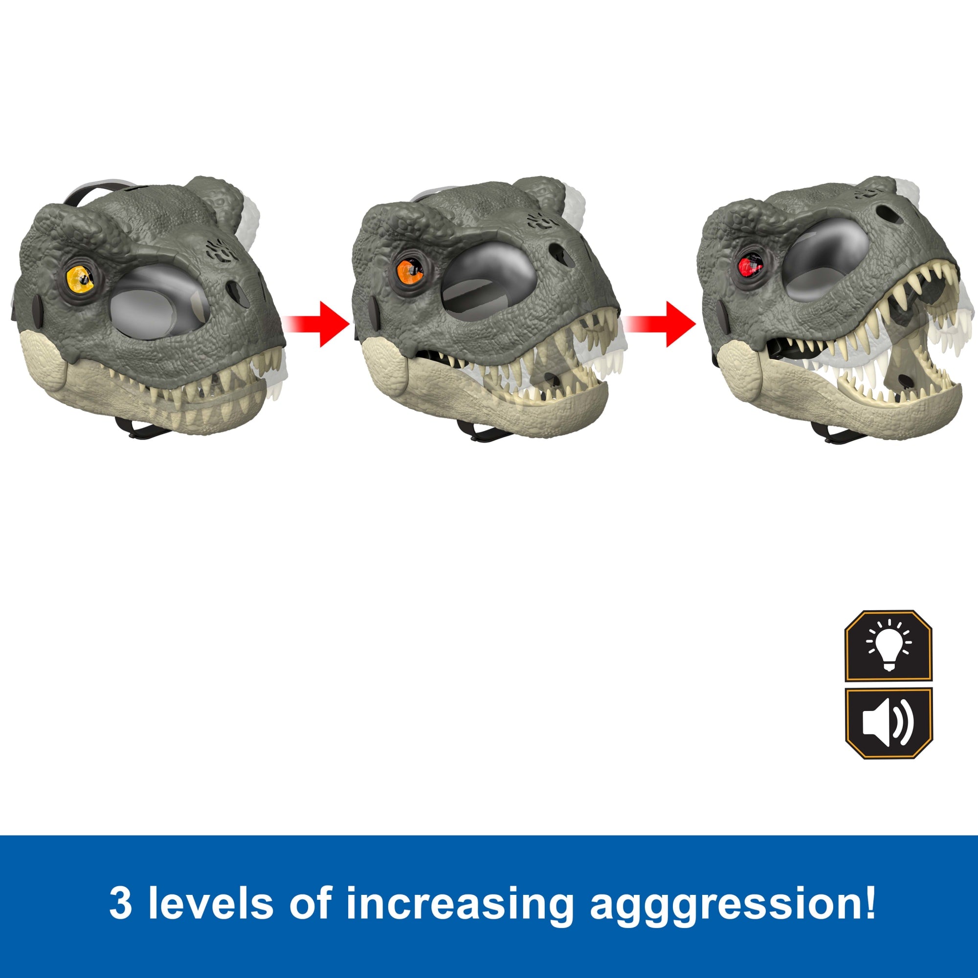 Jurassic World Rebirth T-Rex Rage N Roar Mask With Led Light Up Eyes Feature. 3 Level Effects - Image 4