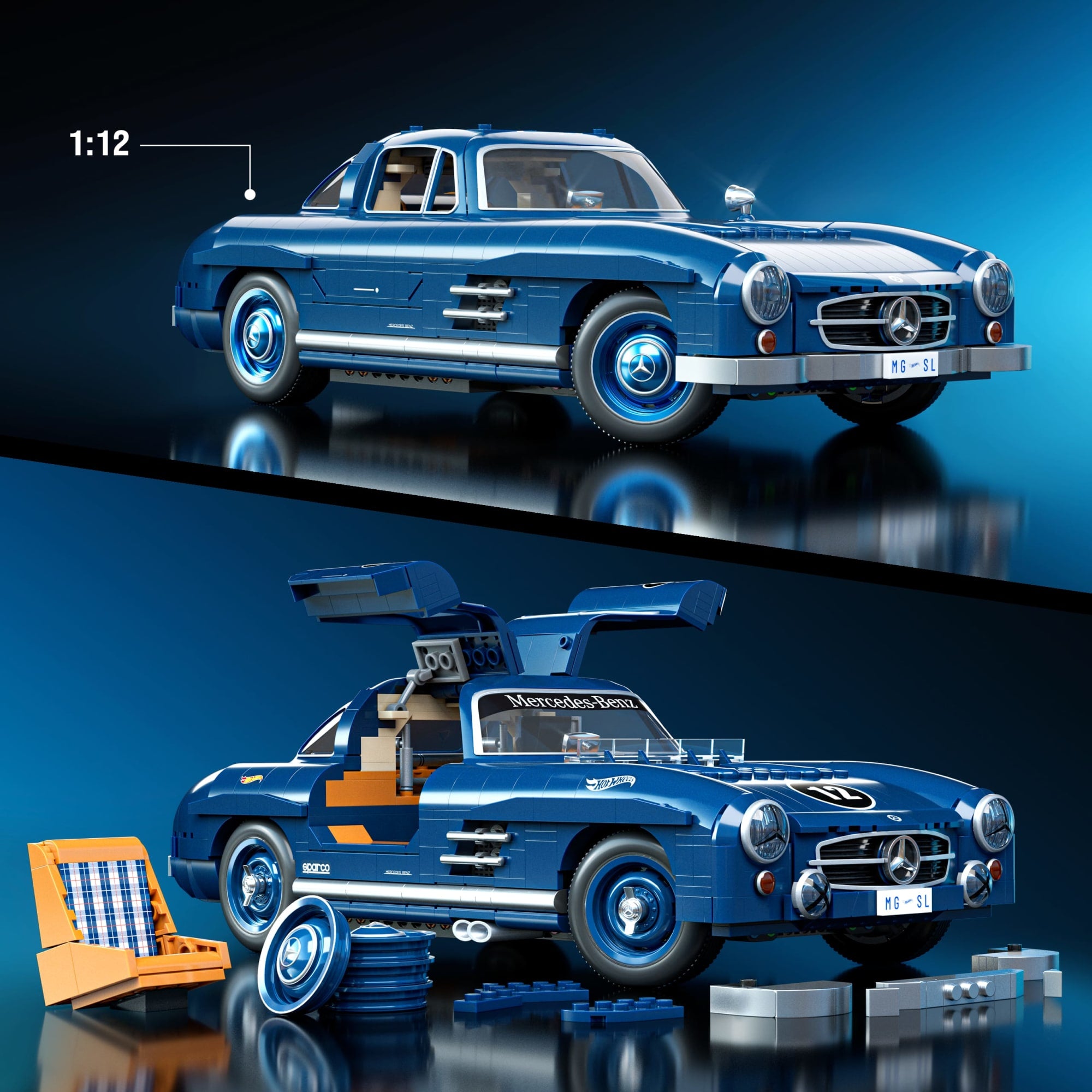 Mattel Brick Shop Hot Wheels Mercedes-Benz 300 Sl. Kit de Construction de Jouets 1600 Pièces de Collection - Image 3