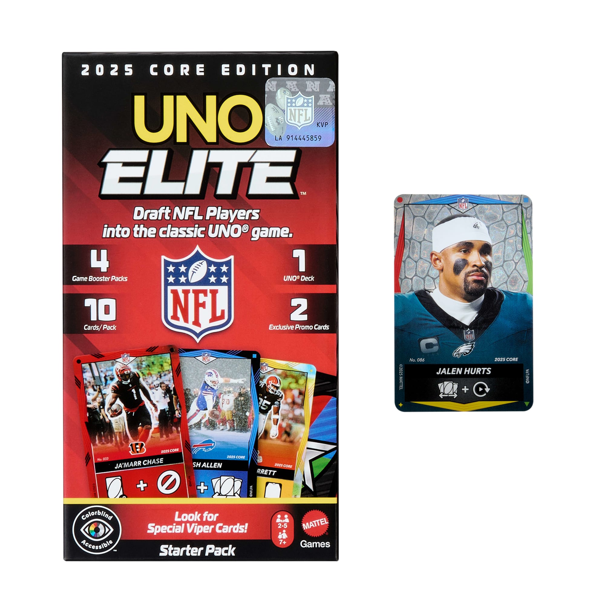 UNO Elite NFL Card Game 2025 Core Edition Starter Set With Deck. 4 Game Booster Packs & 2 Promo Cards - Image 5
