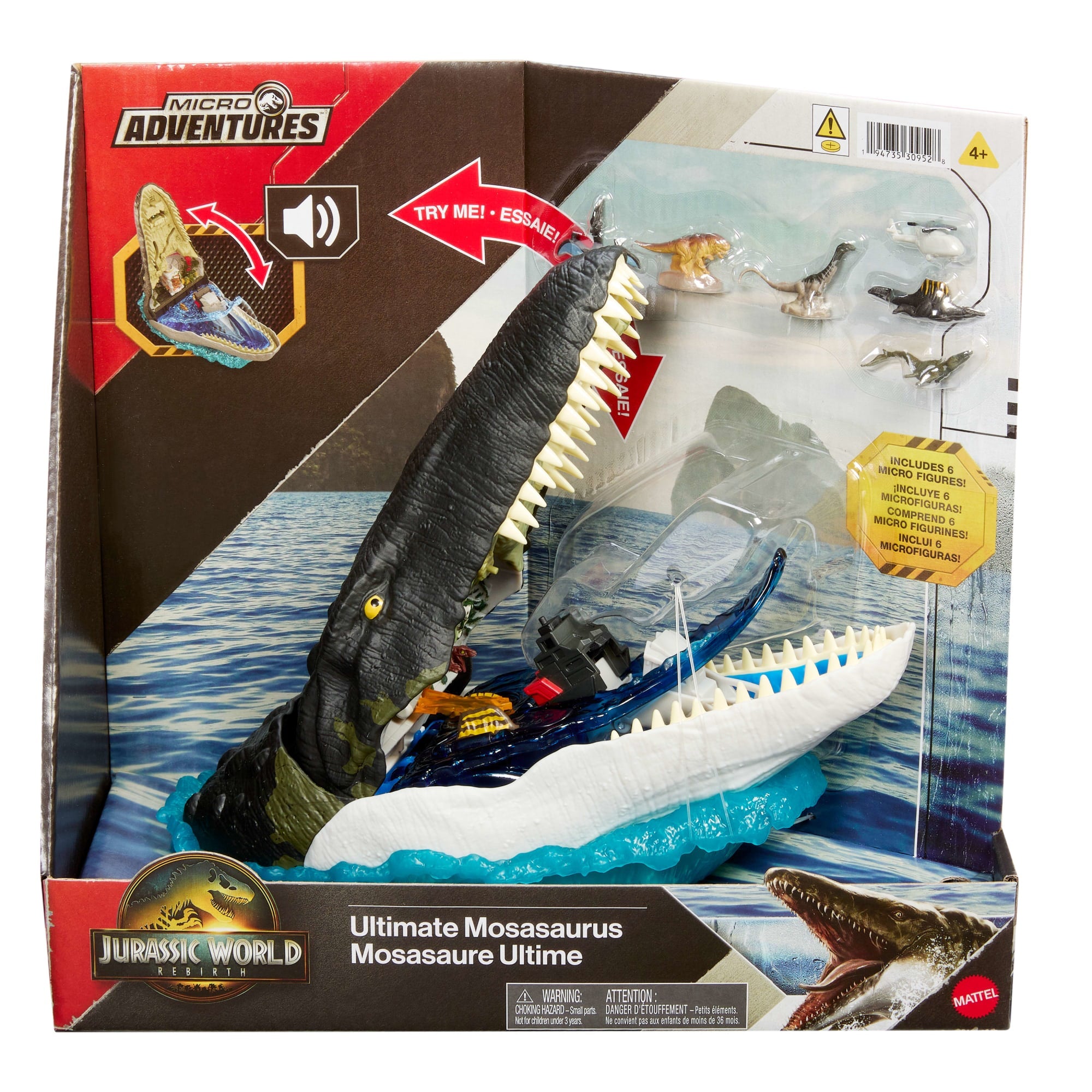 Jurassic World Rebirth Deluxe Mosasaurus Playset. 7 interactive Features & Sound Fx. 6 Micro Figs - Image 6