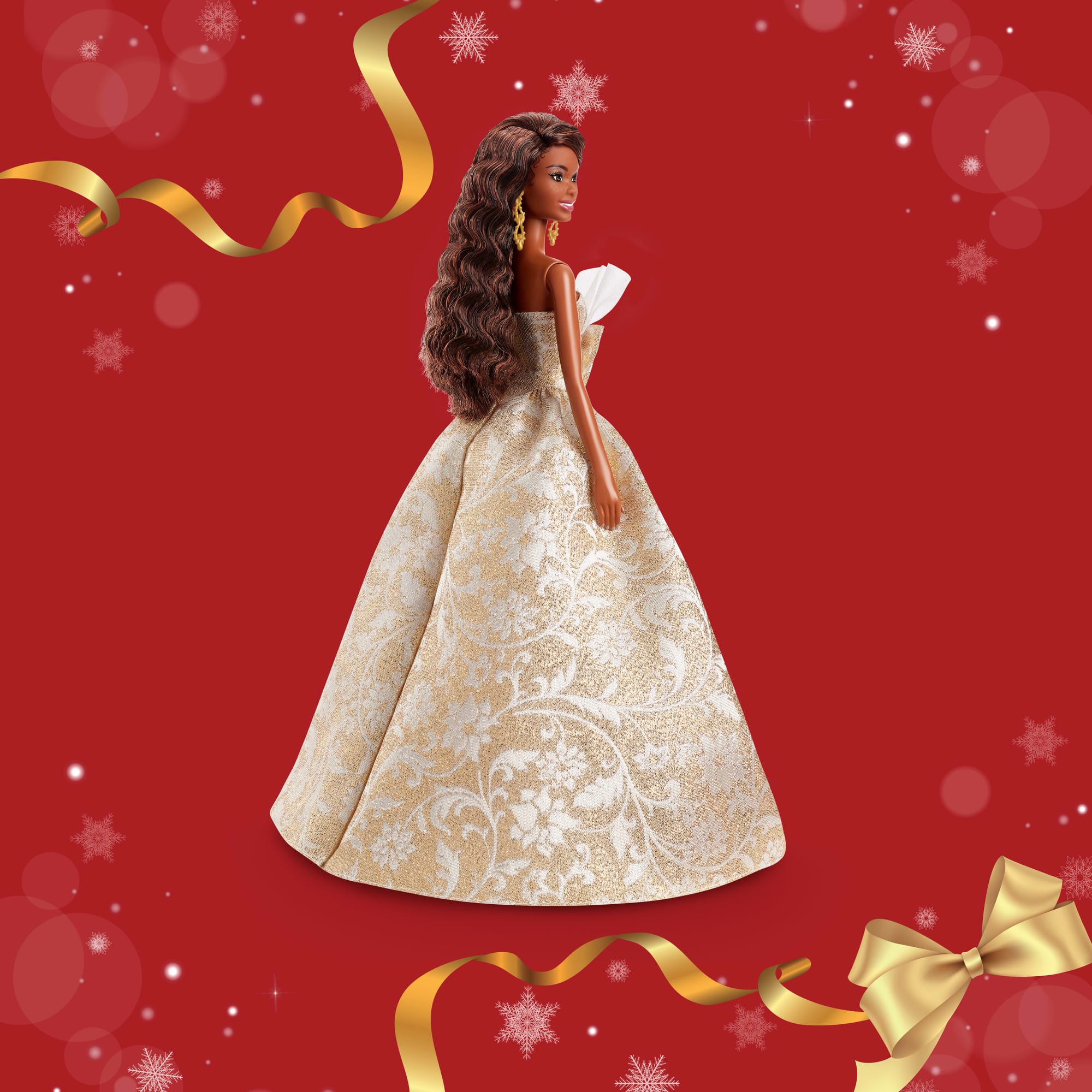 Barbie Signature 2025 Holiday Barbie Fashion Doll. Seasonal Collector. Black Hair With Silver & Gold Gown - Image 5