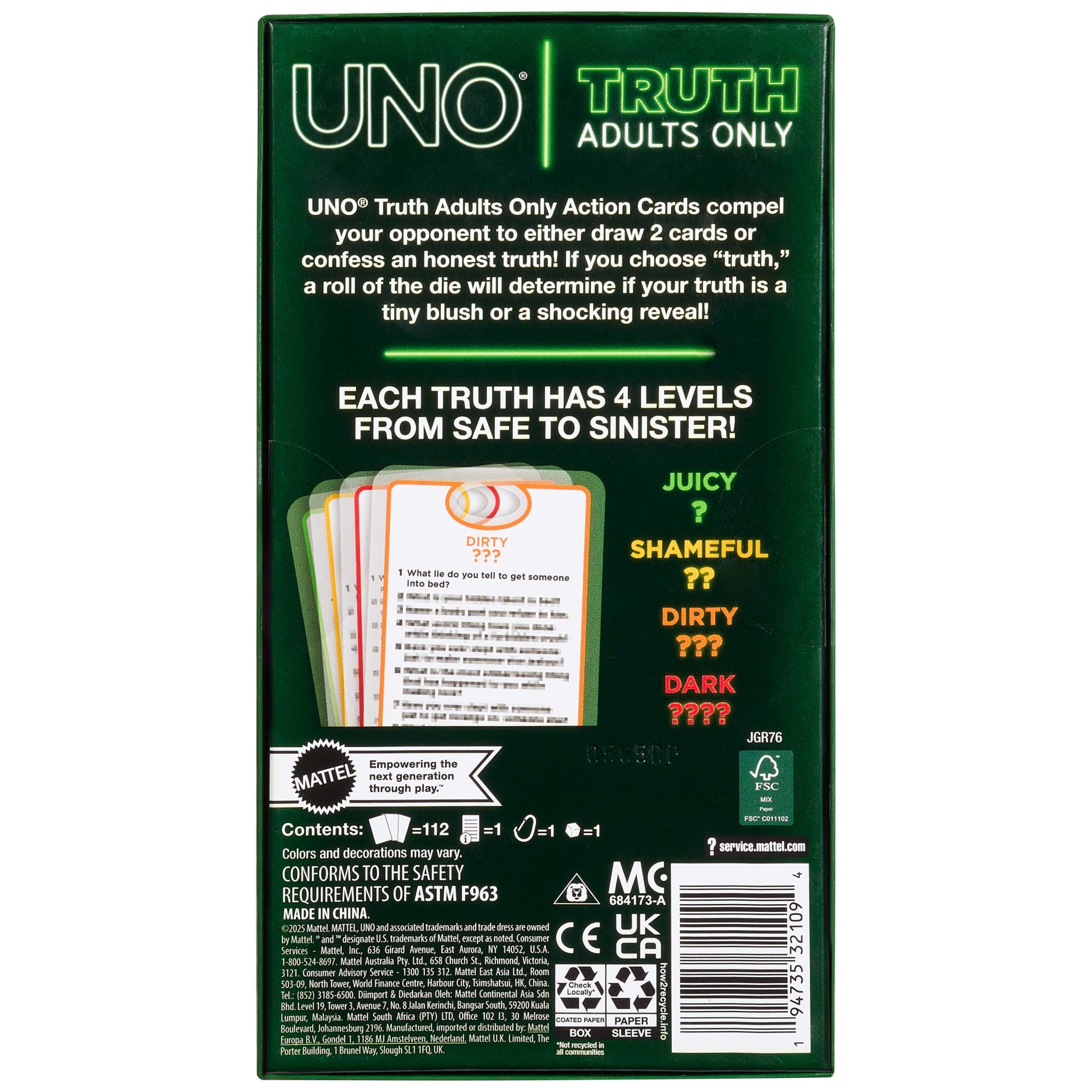 UNO Truth Adults Only Card Game. Play Anywhere. Travel. Dorm. Camping & Party - Image 2