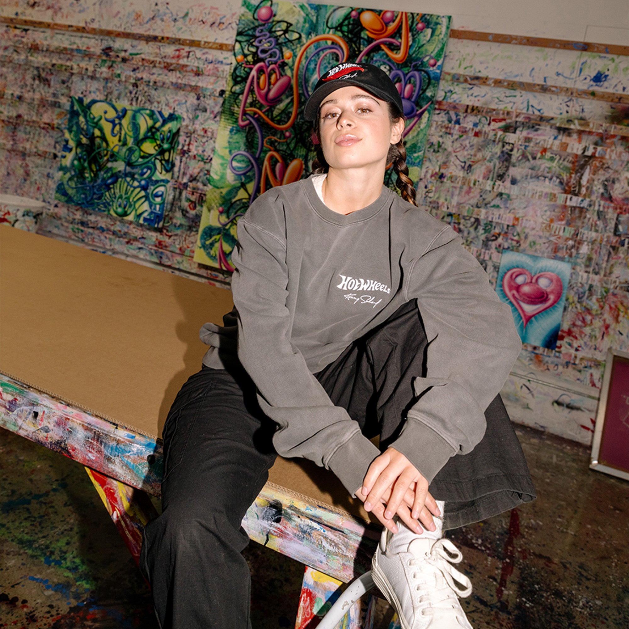 Hot Wheels x Kenny Scharf Black Embroidered Sweatshirt