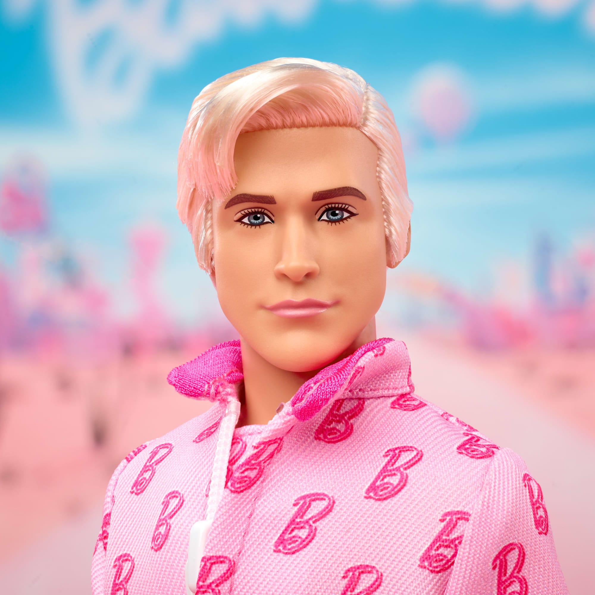 Barbie The Movie Ken Collectible Doll. Ryan Gosling As Ken Wearing Pink Jumpsuit With B Detail - Image 3