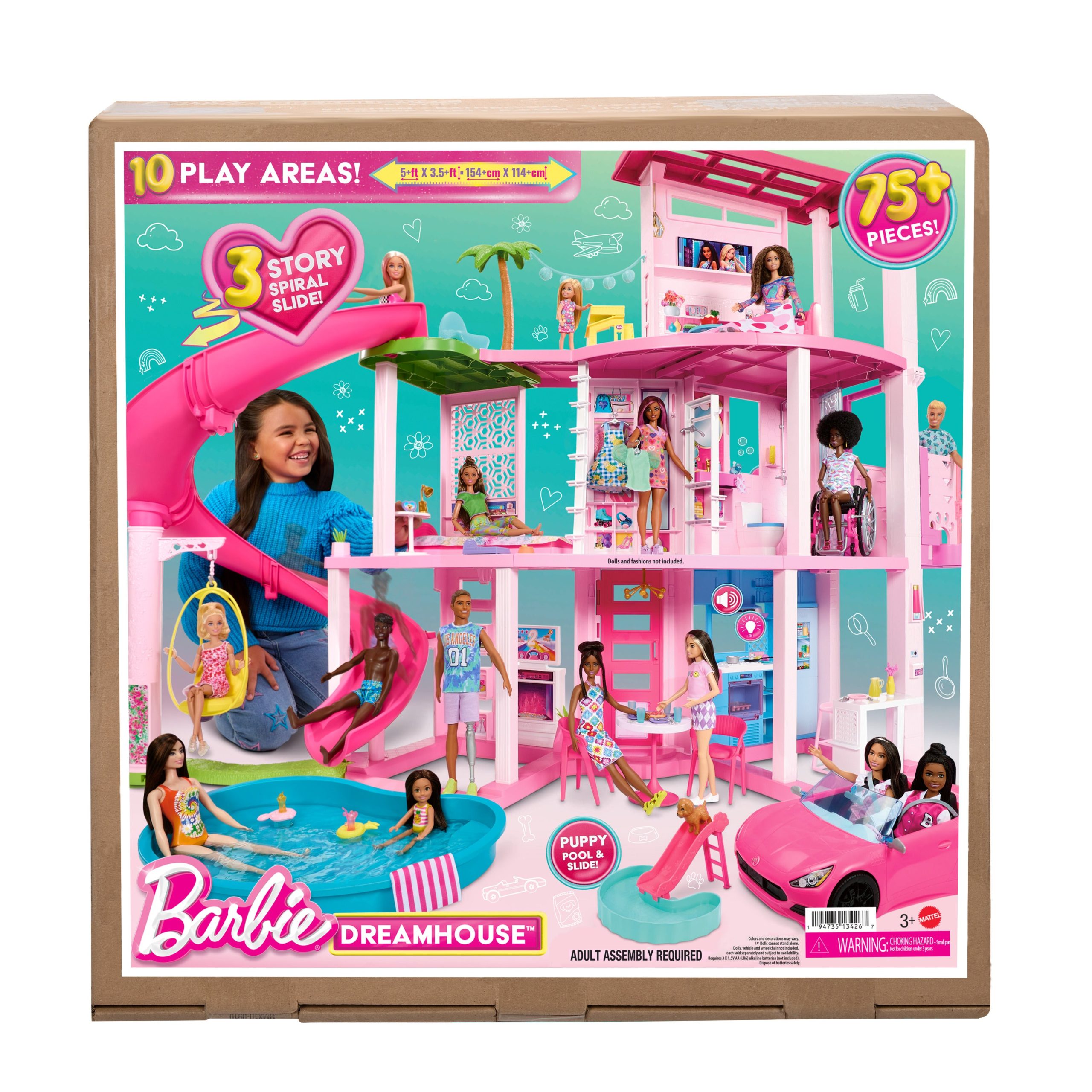 Barbie Dreamhouse. Pool Party Doll House With 75+ Pieces And 3-Story Slide. Barbie House Playset. Pet Elevator And Puppy Play Areas - Image 6