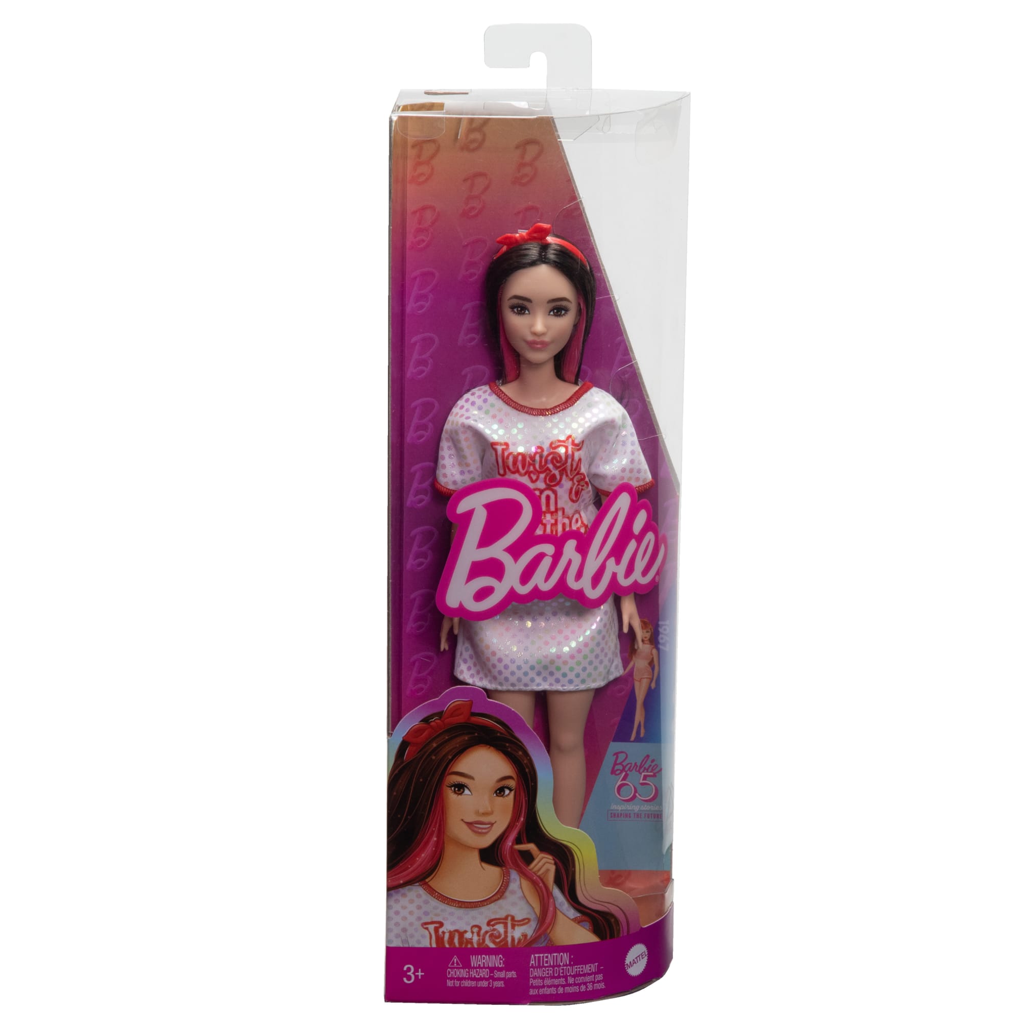 Barbie Fashionistas Doll #214. Black Wavy Hair With Twist 'n' Turn Dress & Accessories. 65Th Anniversary - Image 6
