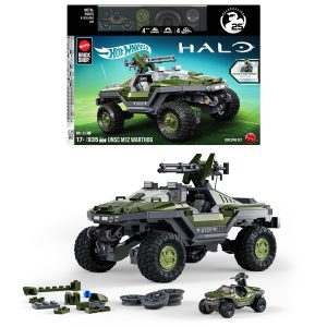 Mattel Brick Shop Hot Wheels Halo UNSC M12 Warthog Building Toy Kit (935 Pieces). For Collectors