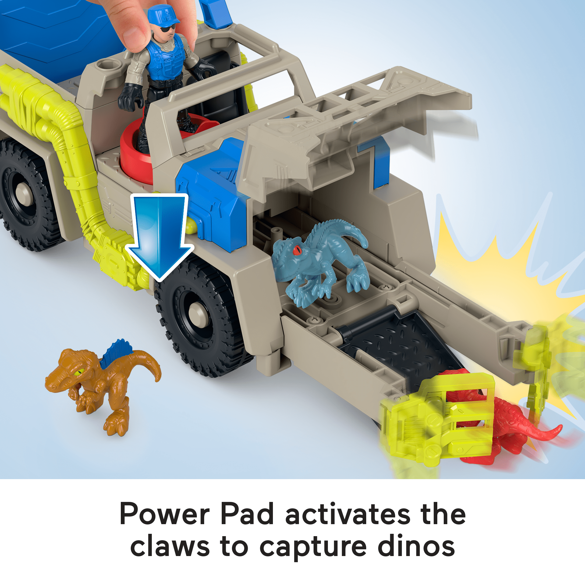 Imaginext Jurassic World Track & Transport Dino Truck Vehicle & Figure Set. 8 Pieces - Image 3