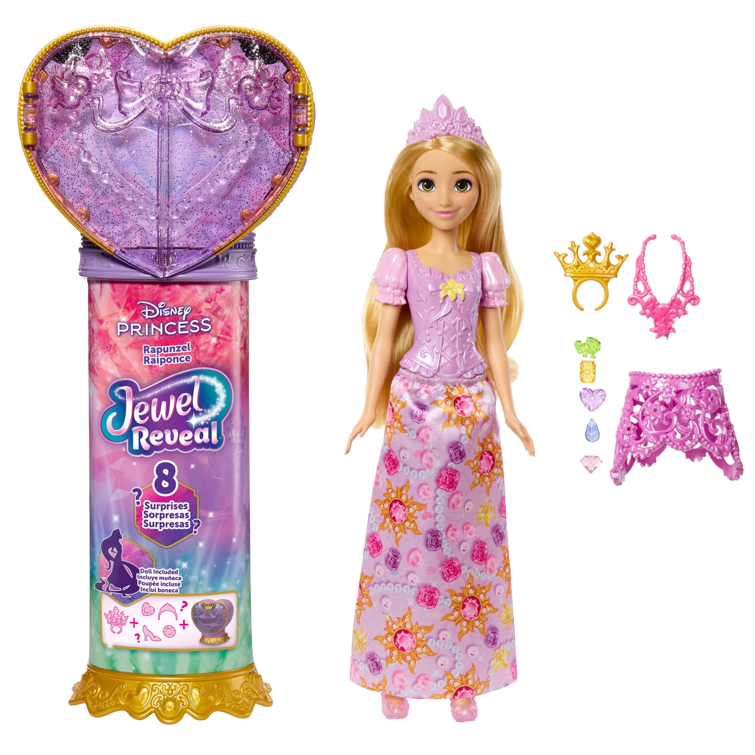 Disney Princess Jewel Reveal Rapunzel Fashion Doll W/ 8 Surprises including Gem Box & 10 Accessories - Image 6