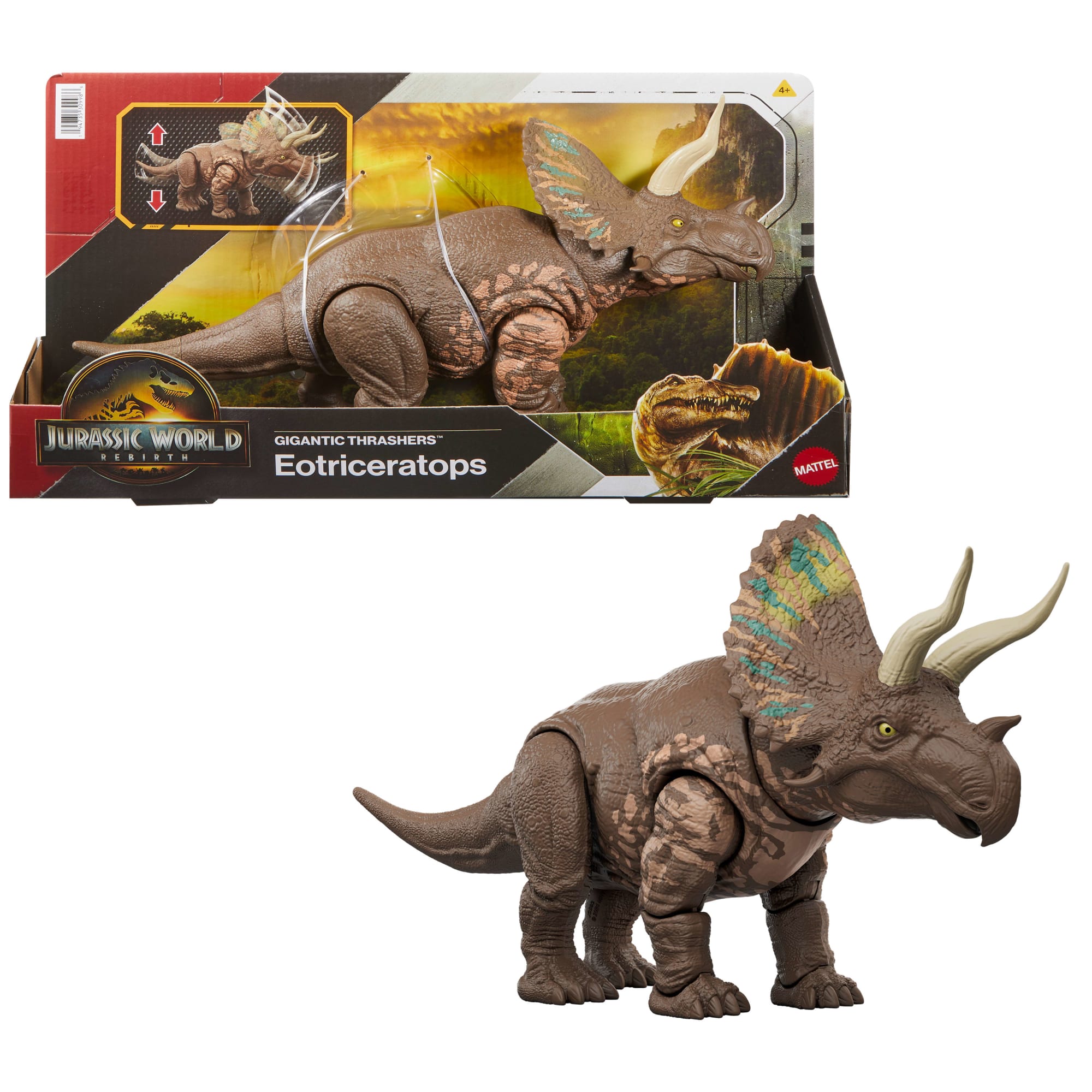 Jurassic World Dinossauro de Brinquedo Rebirth Rastreadore Gigantes Eotriceratops