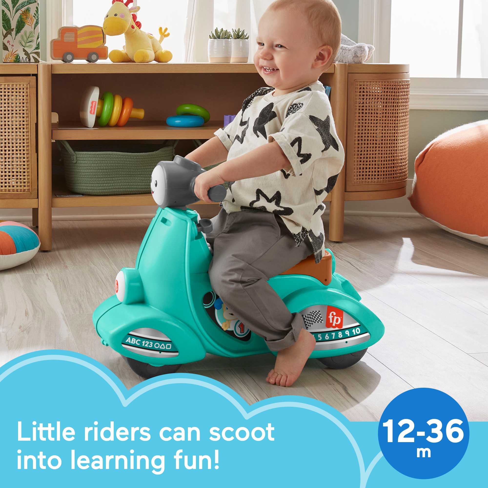 Fisher-Price Laugh & Learn Toddler Toy. Smart Stages Cruise Along Scooter Musical Ride-On - Image 2