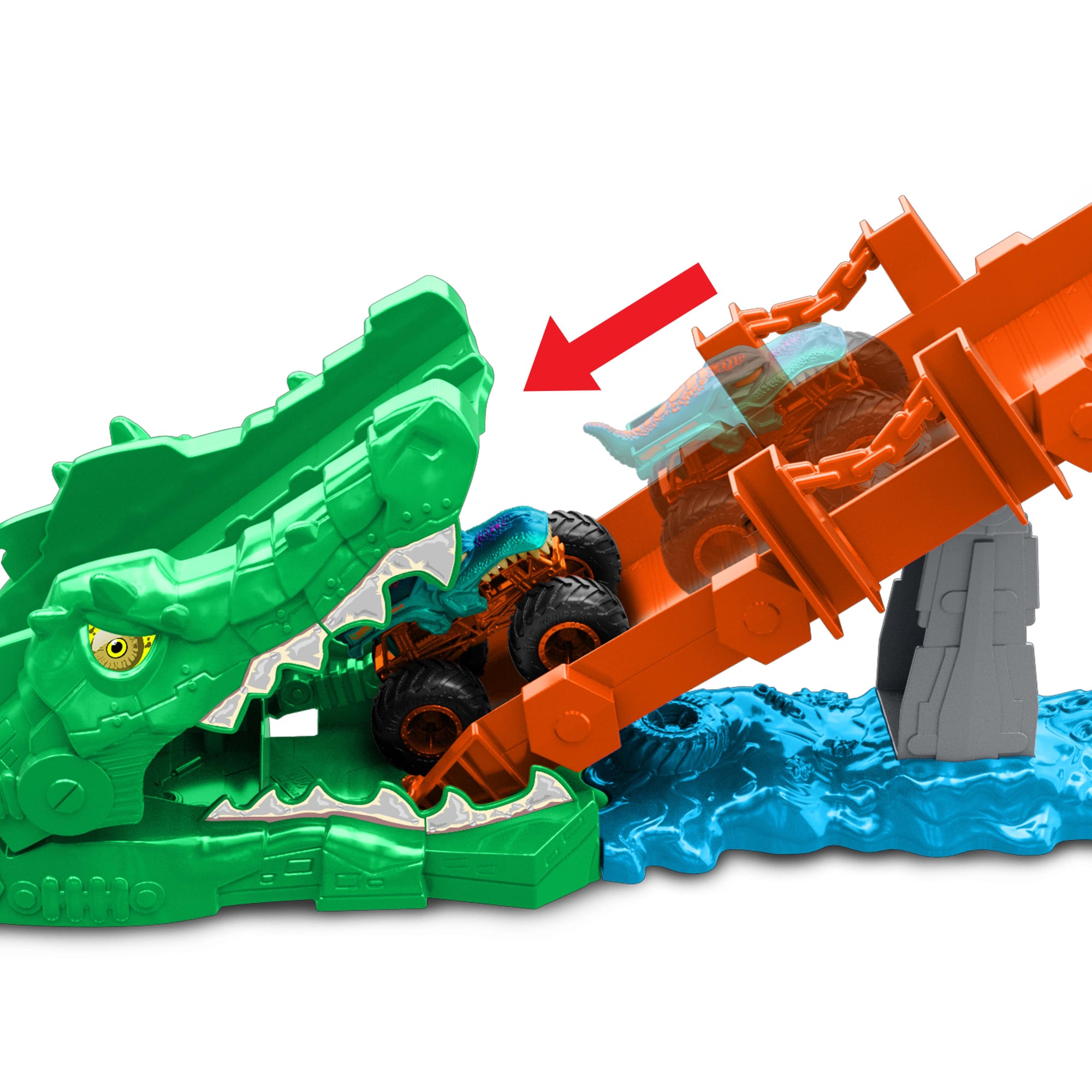 Coffret de Jeu Défi Attaque du Crocodile Monster Trucks Hot Wheels et Véhicule Mega-Wrex à L'Échelle 1:64 - Image 3
