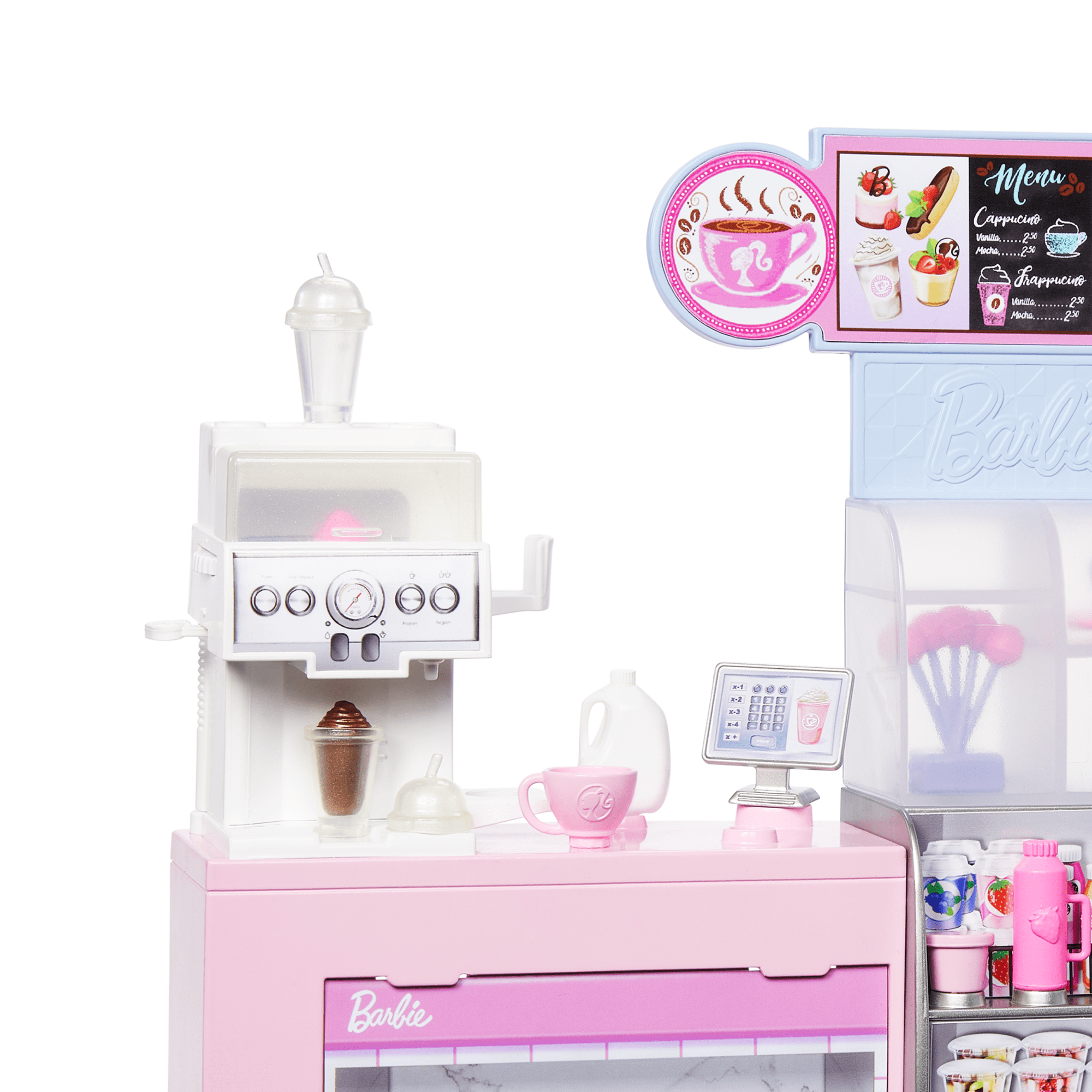 Barbie Coffee Shop Playset With Blonde Barista Doll. Working Coffee Maker & 10+ Accessories - Image 4