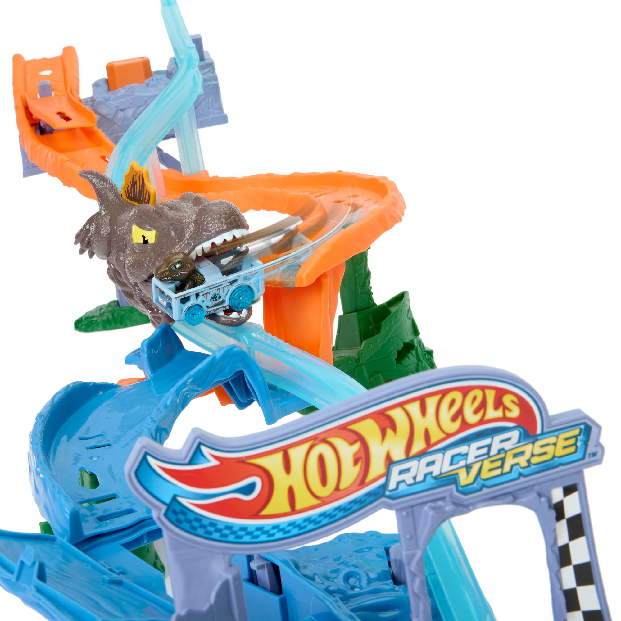 Hot Wheels Racerverse Jurassic World Crash & Splash Track Set & Die-Cast Dinosaur Toy Car - Image 2