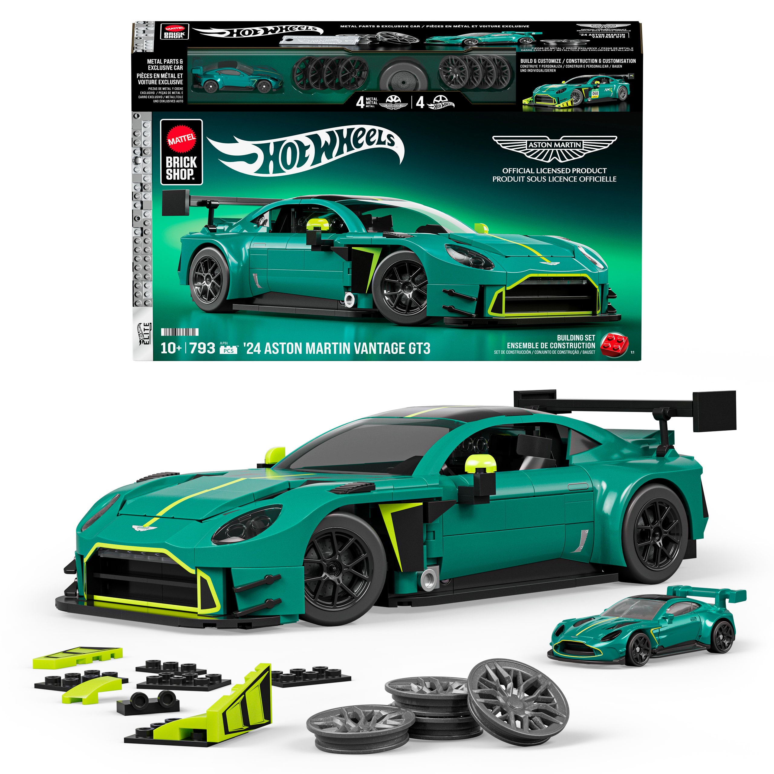 Mattel Brick Shop Hot Wheels Juguete de Construcción '24 Aston Martin Vantage GT3