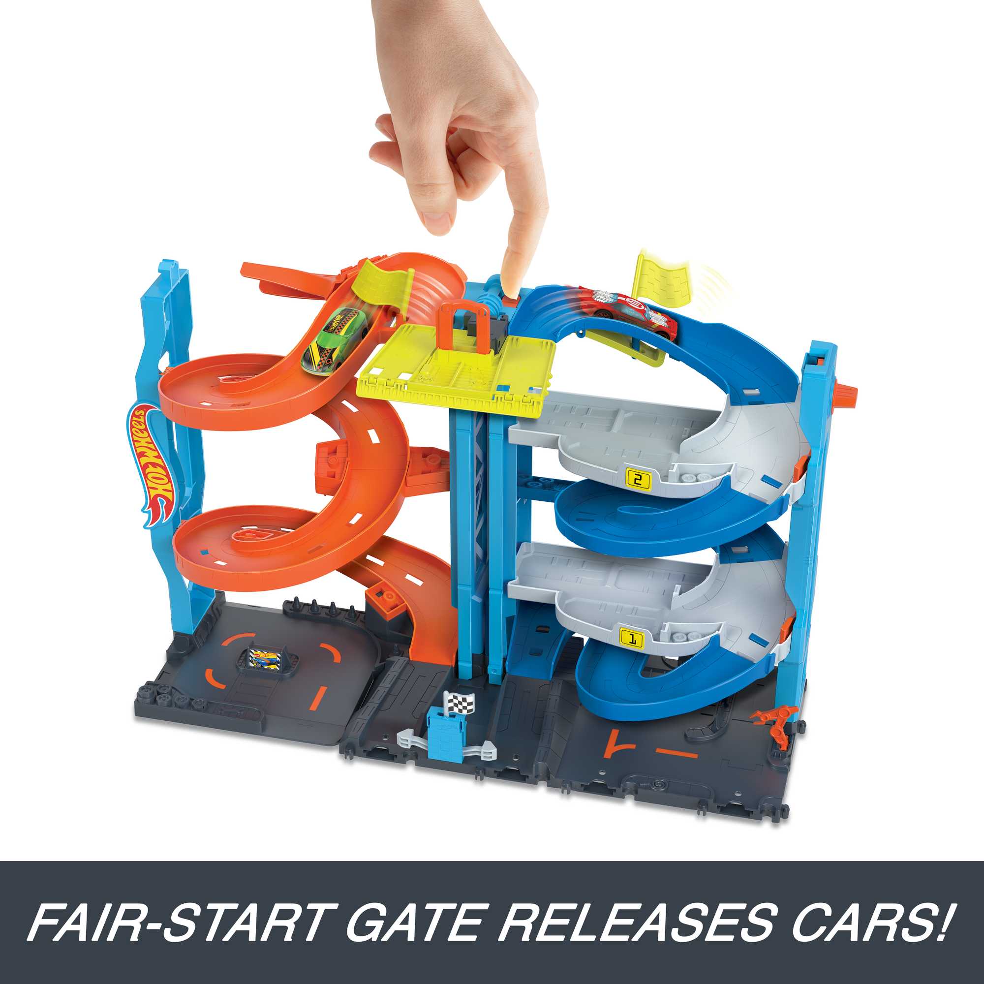 Hot Wheels City Track Set With 1 Toy Car. Transforming Race Tower Playset - Image 3