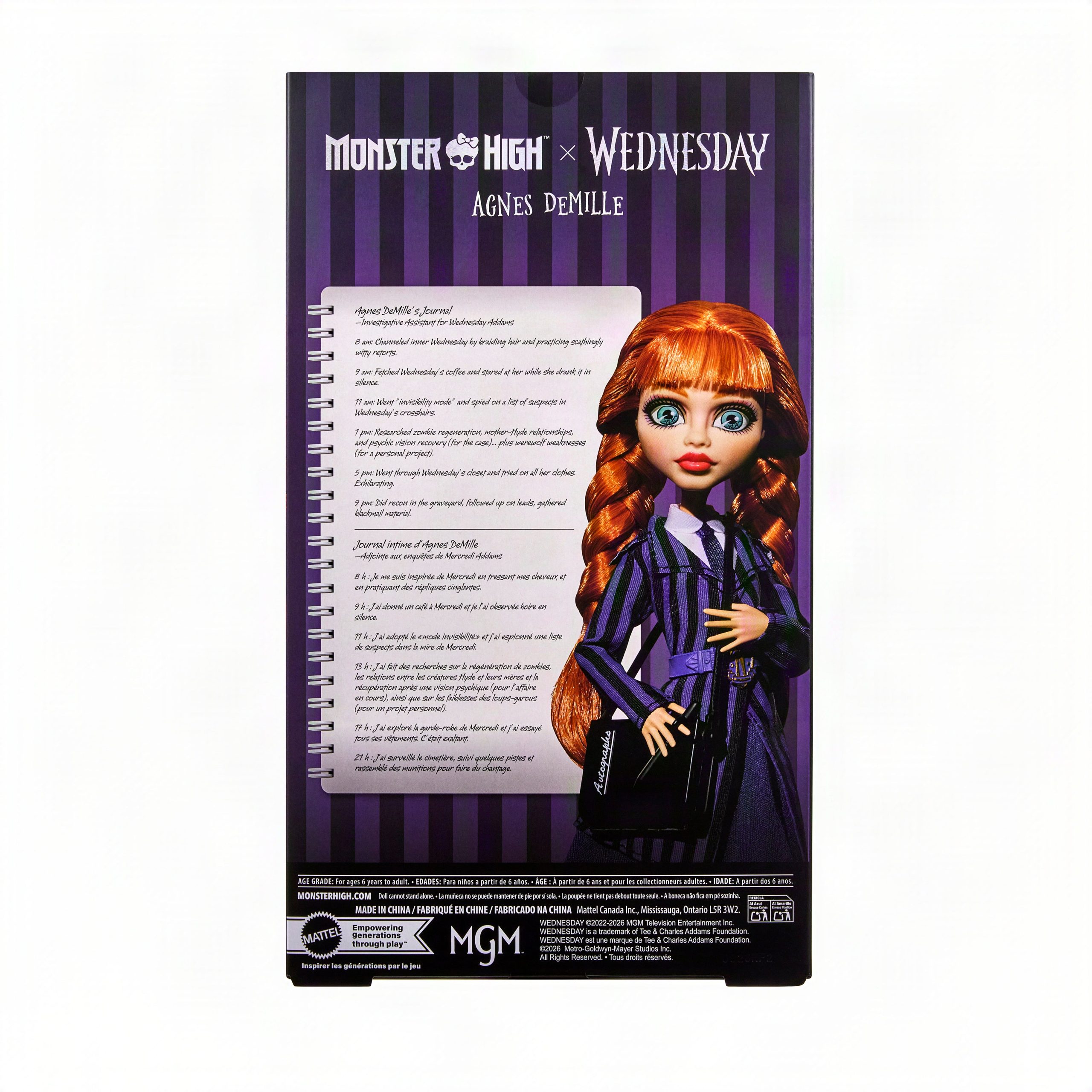 Monster High X Wednesday Collectible Doll. Agnes Demille With Purple Uniform And Accessories - Image 6