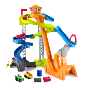 Little People Hot Wheels Circuit Cascades Spirales. 2 Véhicules
