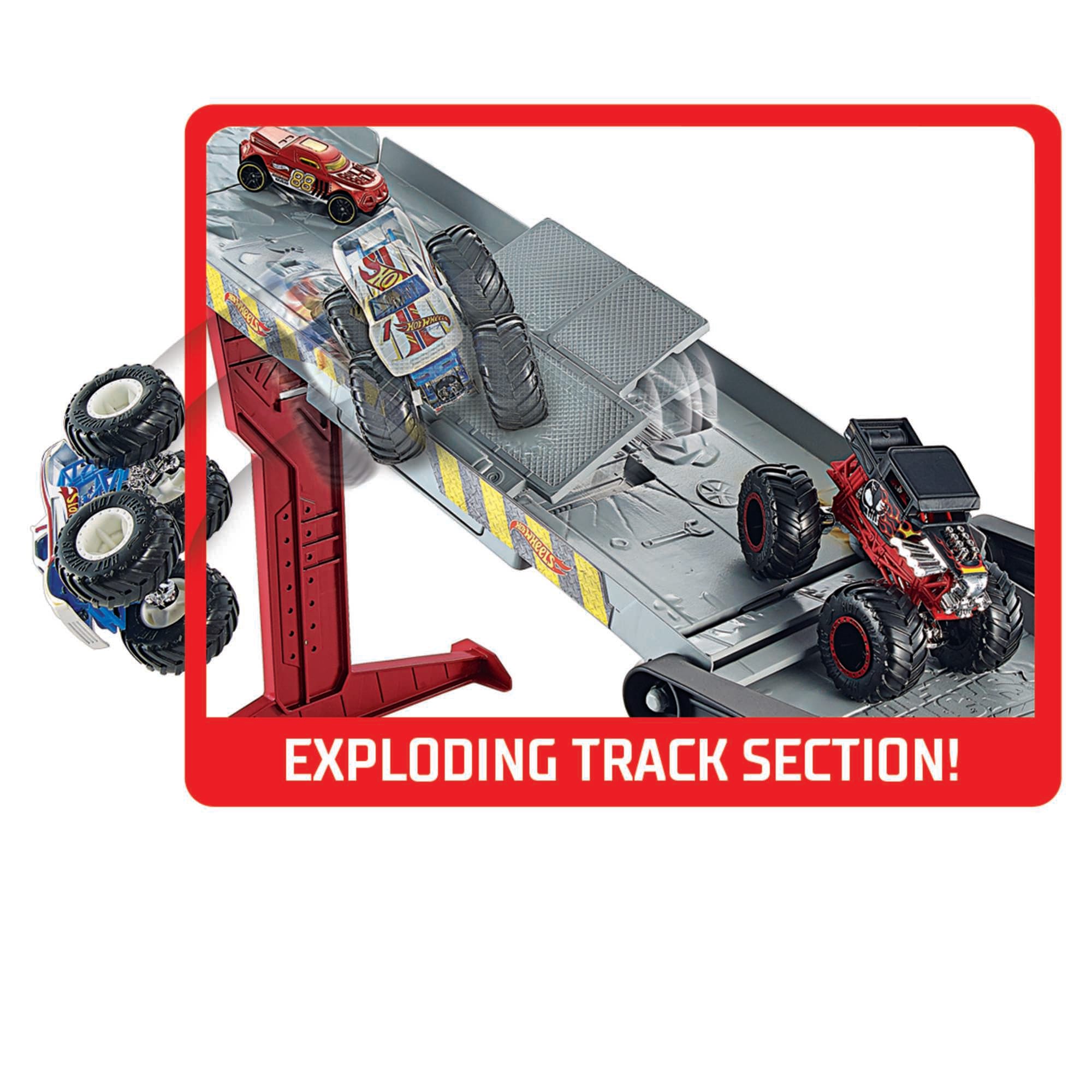 Hot Wheels Monster Trucks. Transporter And Track With 1:64 Scale Toy Truck - Image 3