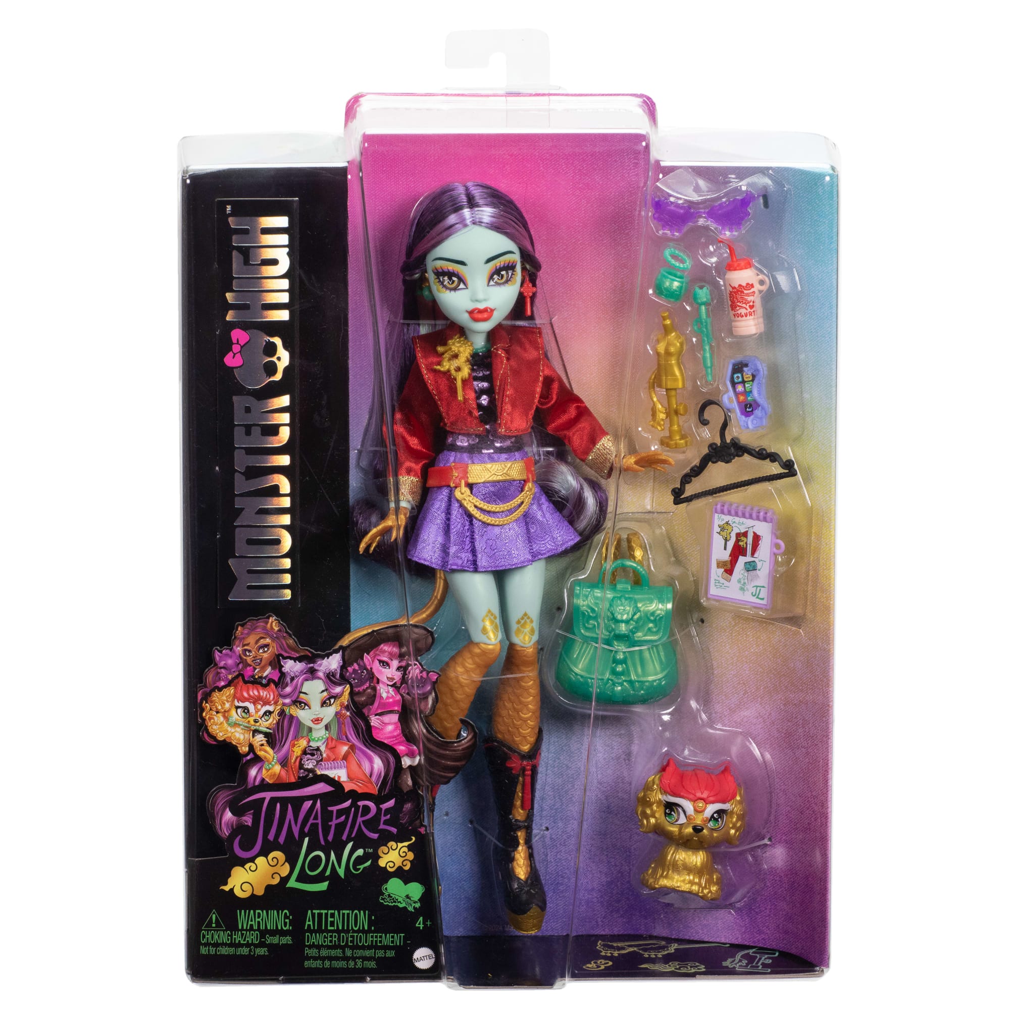 Monster High Jinafire Long Fashion Doll With Pet Dog Cloudy Yun Yun And 7 Accessories - Image 6