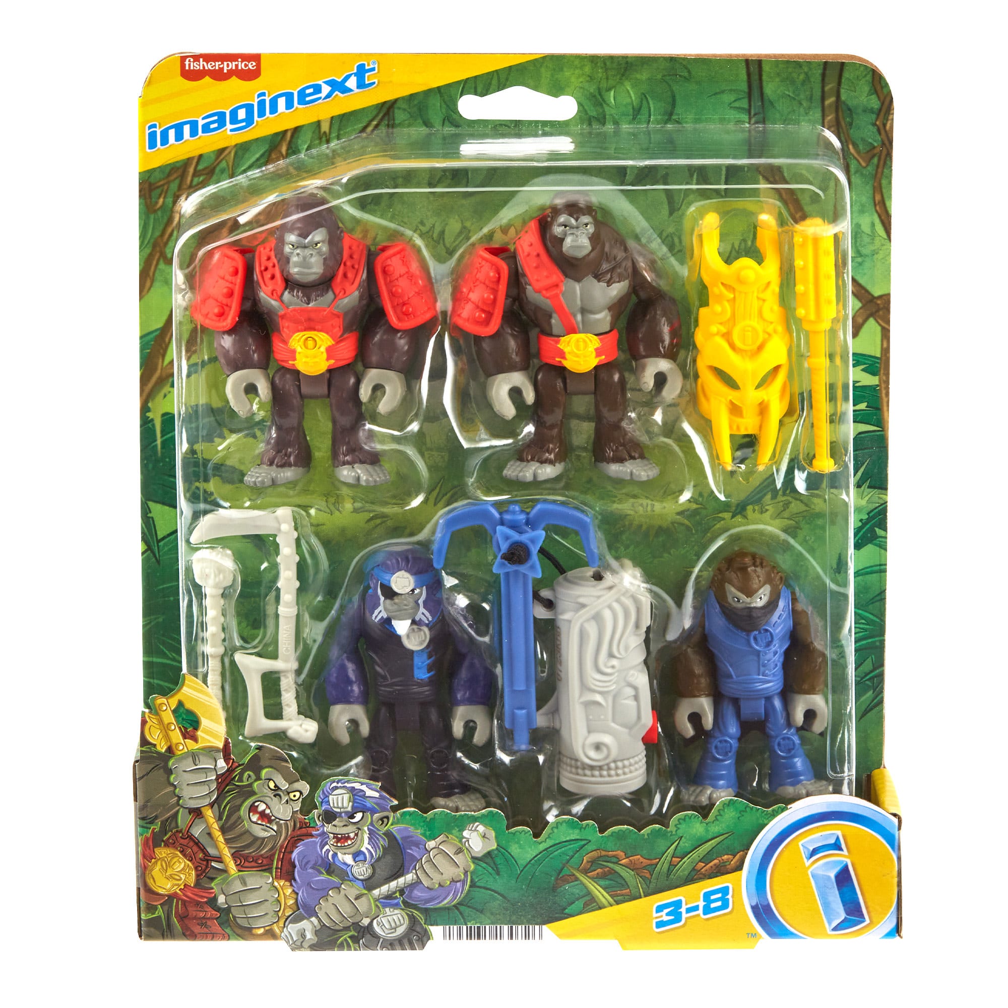Imaginext Boss Level Gorilla vs Monkey Army Action Figure Set With Accessories. 9-Pack - Image 6