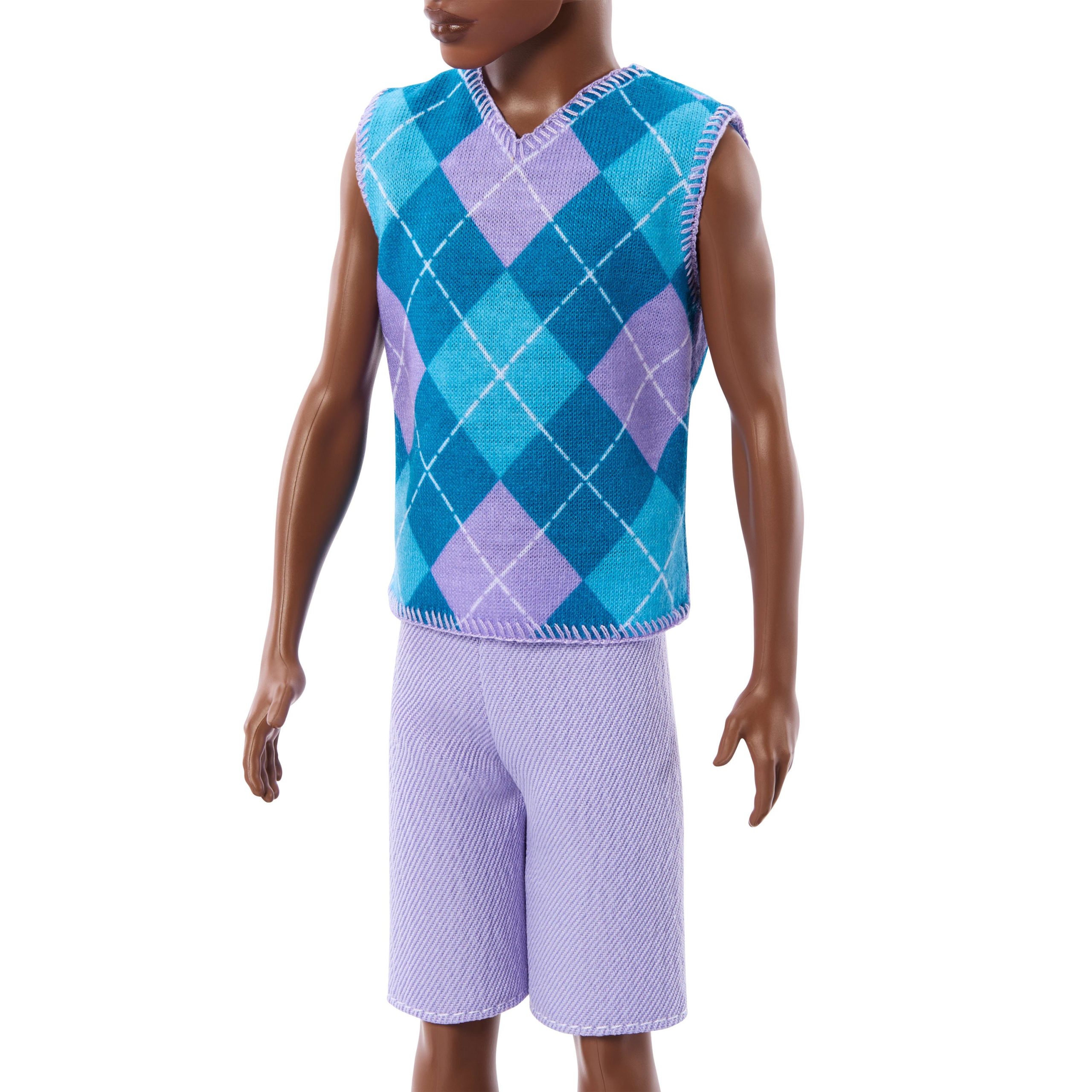 Barbie Fashionistas Style Ken Doll #253 in Lavender Shorts. Turquoise And Lavender Top. Brown Hair - Image 4