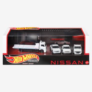 Hot Wheels Premium Collector Set. 3 Nissan Skyline Cars & 1 Transporter