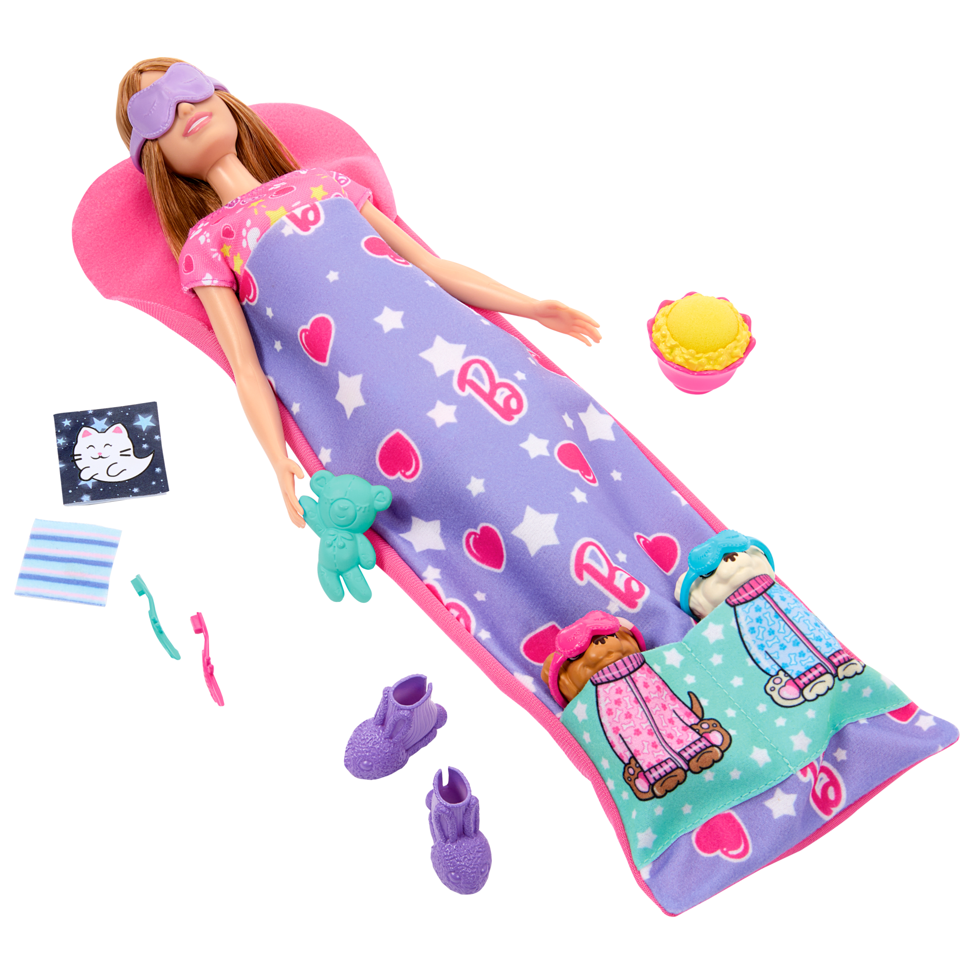 Barbie Doll & Puppy Slumber Party Playset With 2 Toy Dog Figures & 10+ Accessories. Color-Change - Image 4