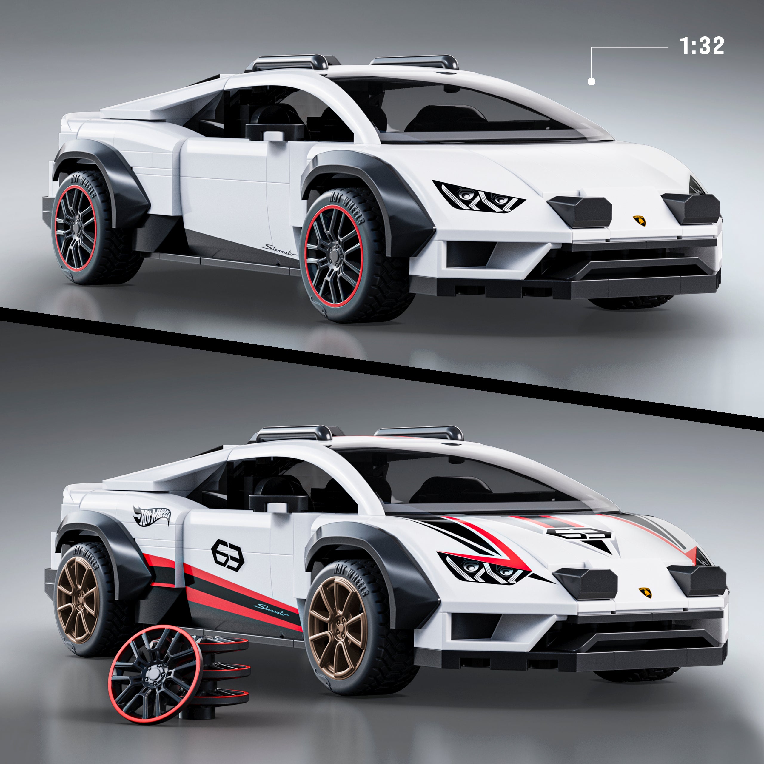 Mattel Brick Shop Hot Wheels Juguete de Construcción Speed Lamborghini Huracan Sterrato - Image 3