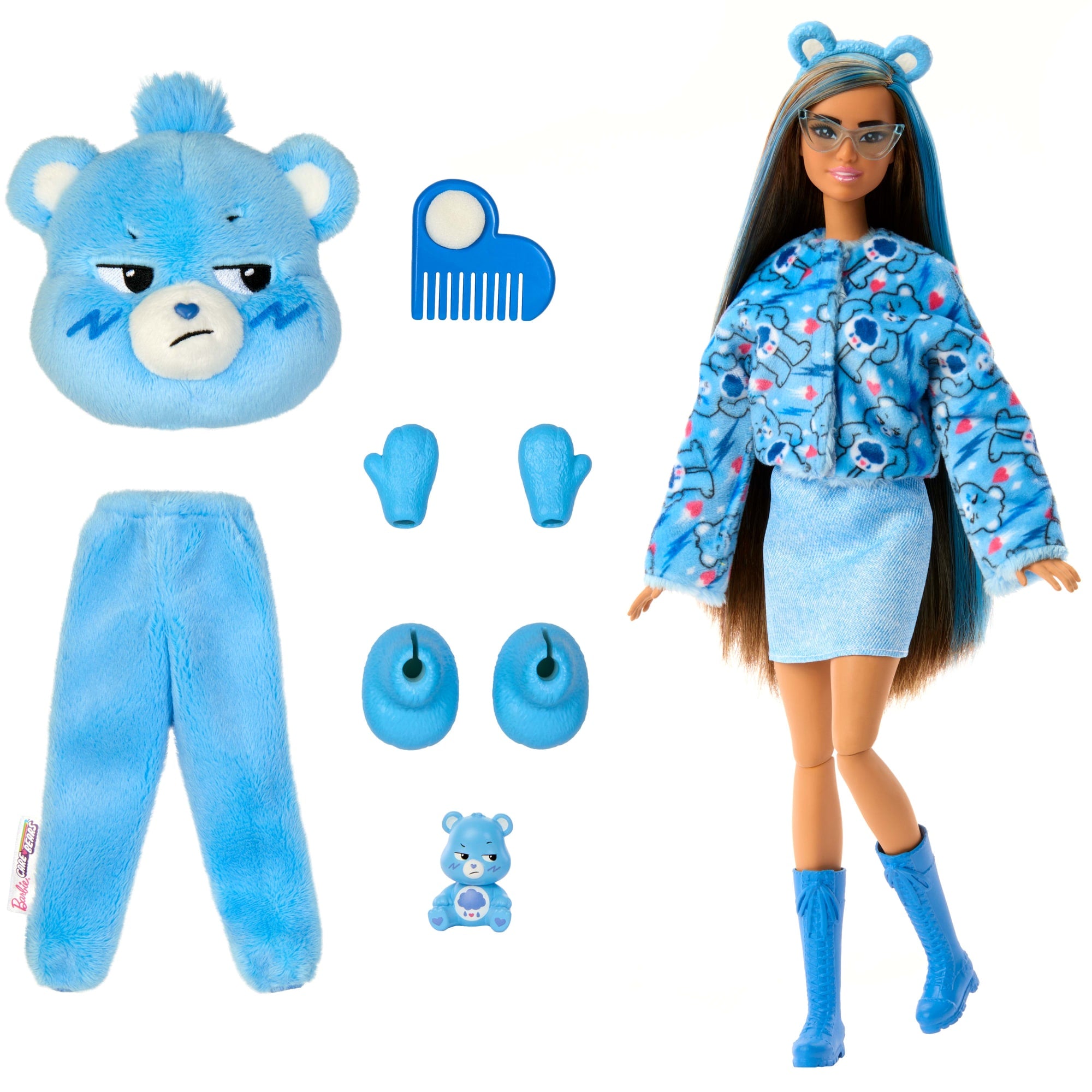 Barbie Cutie Reveal Care Bears Series Doll & Accessories in Grumpy Bear Plush Costume. 10 Surprises - Image 6