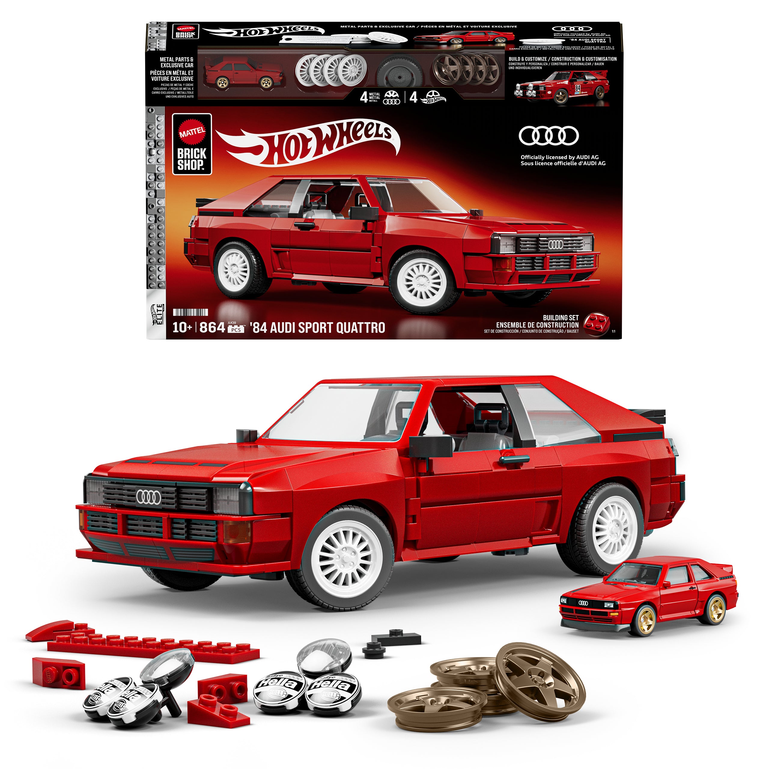 Hot Wheels-Coffret de Construction Audi Sport Quattro-864 Pièces
