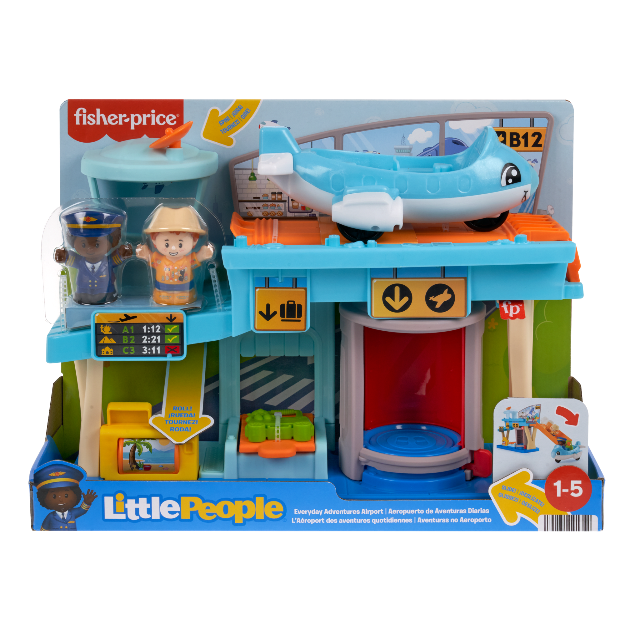 Fisher-Price Little People Everyday Adventures Airport Toddler Playset. Airplane & 3 Play Pieces - Image 5