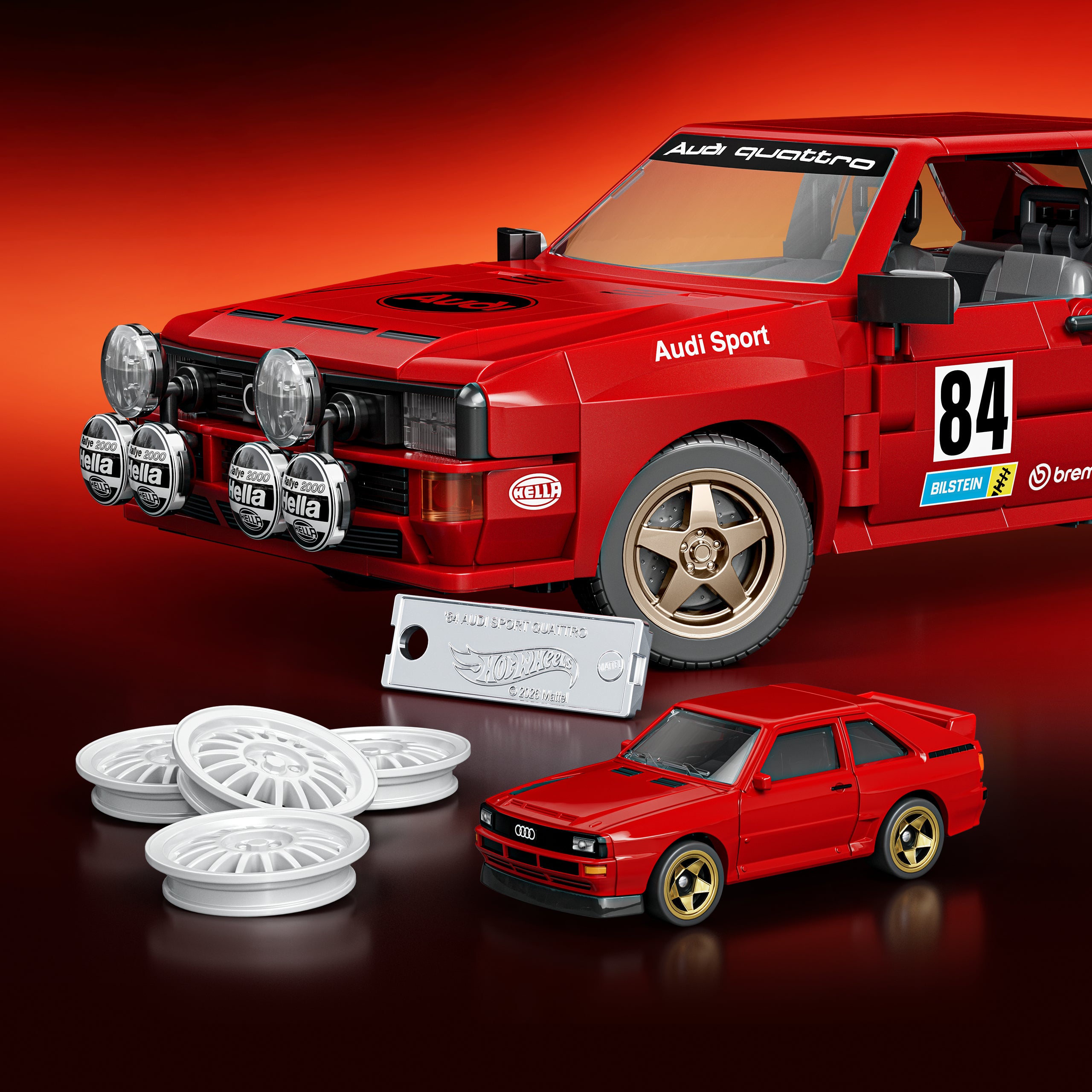 Mattel Brick Shop Hot Wheels Jogo de Construção Elite '84 Audi Sport quattro - Image 5