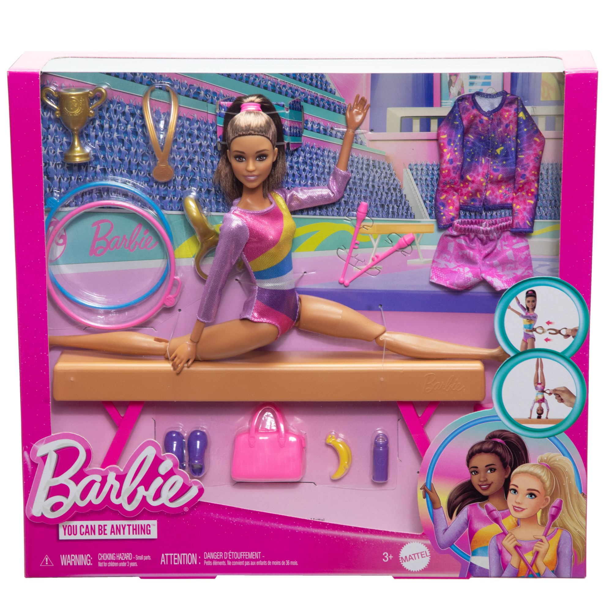 Barbie Coffret de Jeu Gymnaste. Poupée Mode. Brunette. 10Accessoires - Image 6